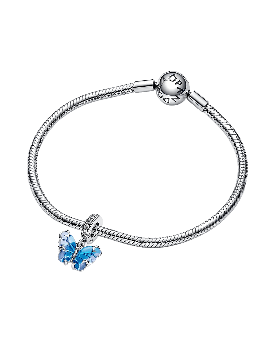 Pandora - Butterfly sterling silver dangle with bi-colour blue Murano glass and clear cubic zirconia - pendentifs - blue - 3