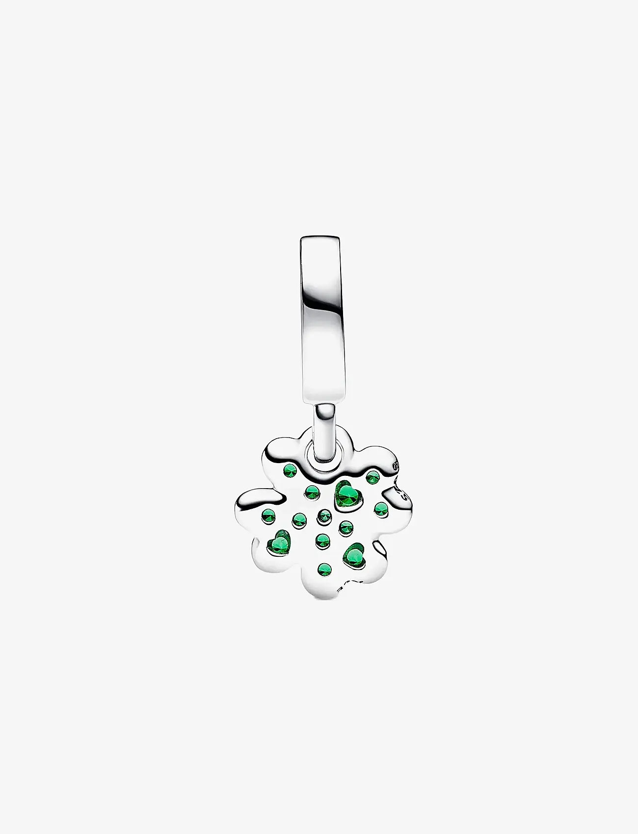Pandora - Clover sterling silver dangle with royal green crystal - vedhæng - green - 2