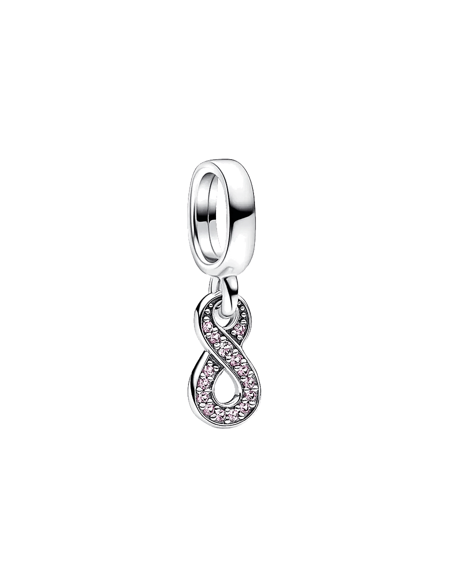 Pandora - Infinity sterling silver dangle with cerise and phlox pink crystal - pendentifs - pink - 1