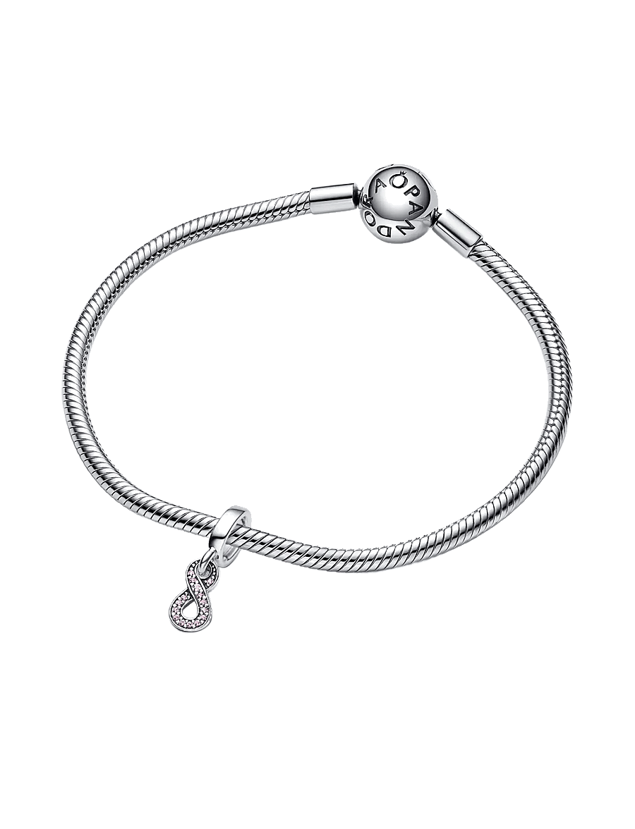 Pandora - Infinity sterling silver dangle with cerise and phlox pink crystal - pendentifs - pink - 3