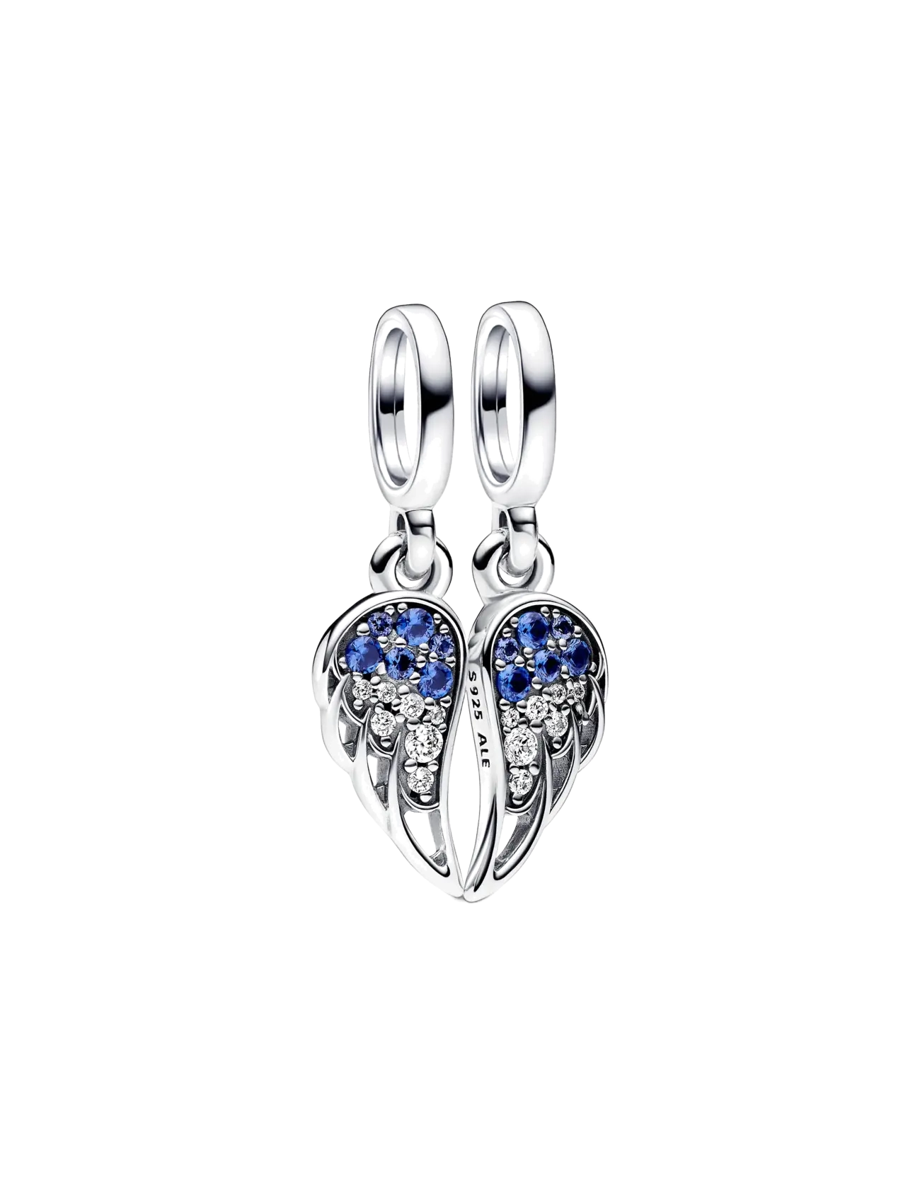 Pandora Angel wings sterling silver splittable dangle with stellar blue, skylight blue crystal and clear cub - Nyheder - BLUE / silver