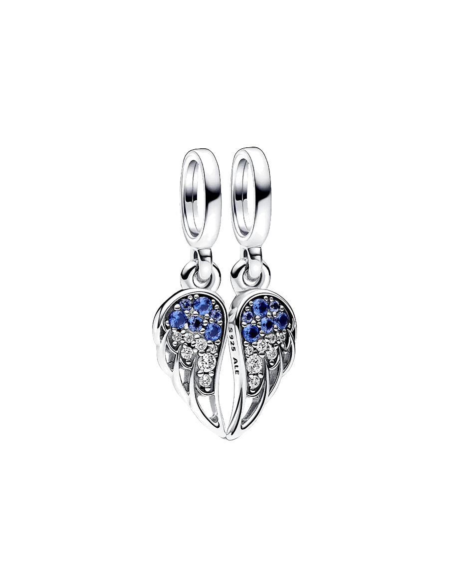 Pandora - Sparkling Splittable Angel Wings Dangle - anhänger - blue - 1