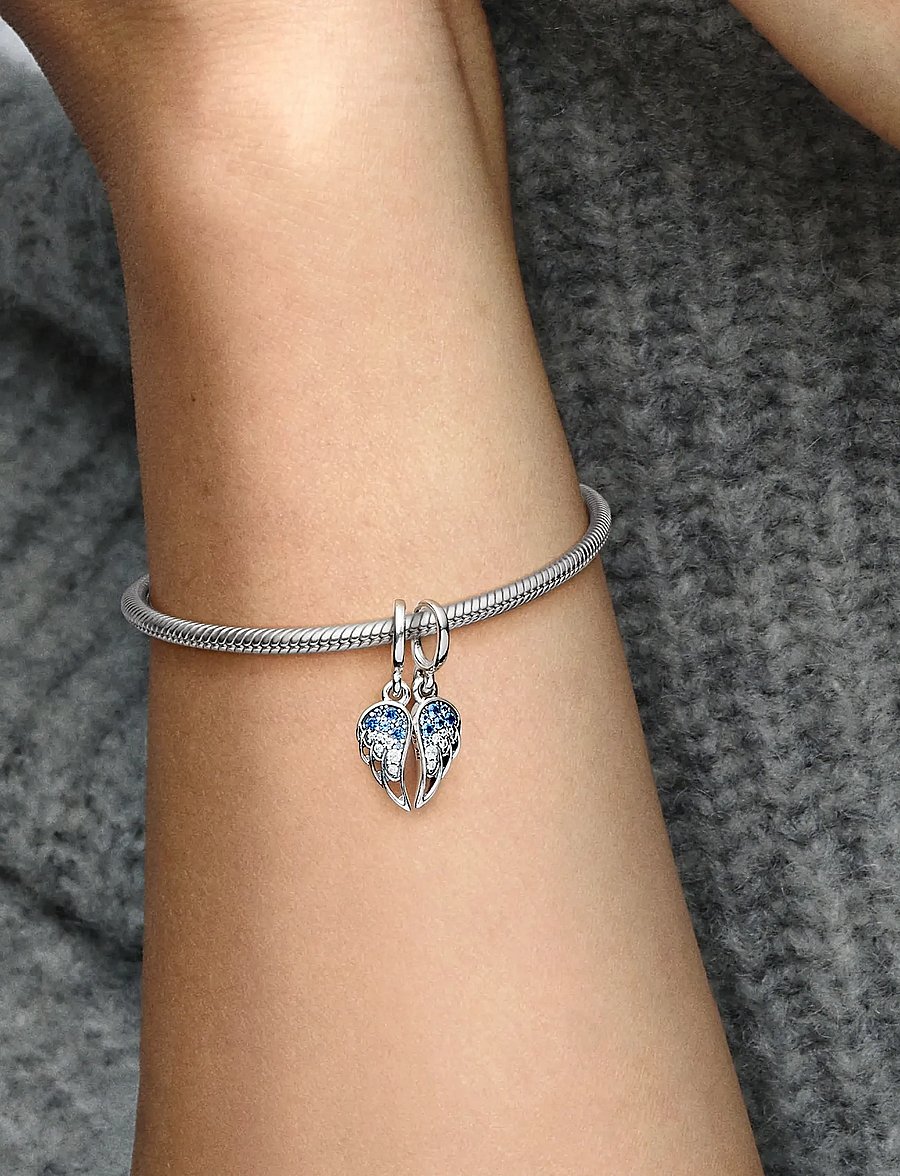 Pandora - Sparkling Splittable Angel Wings Dangle - anhänger - blue - 4