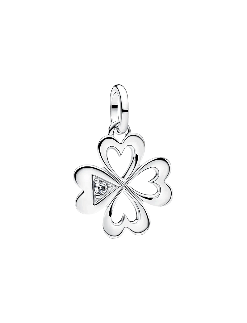 Pandora - Heart Four-Leaf Clover Medallion Charm - vedhæng - clear - 1