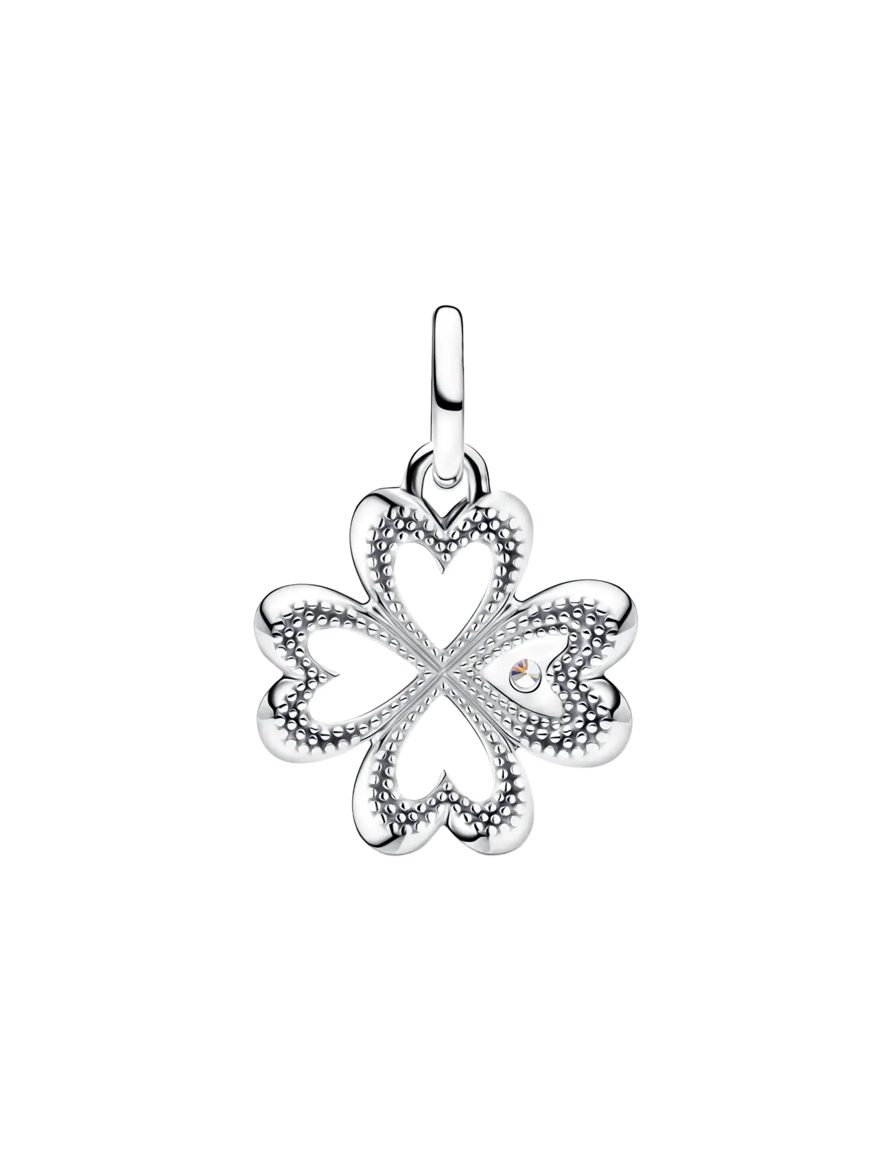 Pandora - Heart Four-Leaf Clover Medallion Charm - pendants - clear - 2