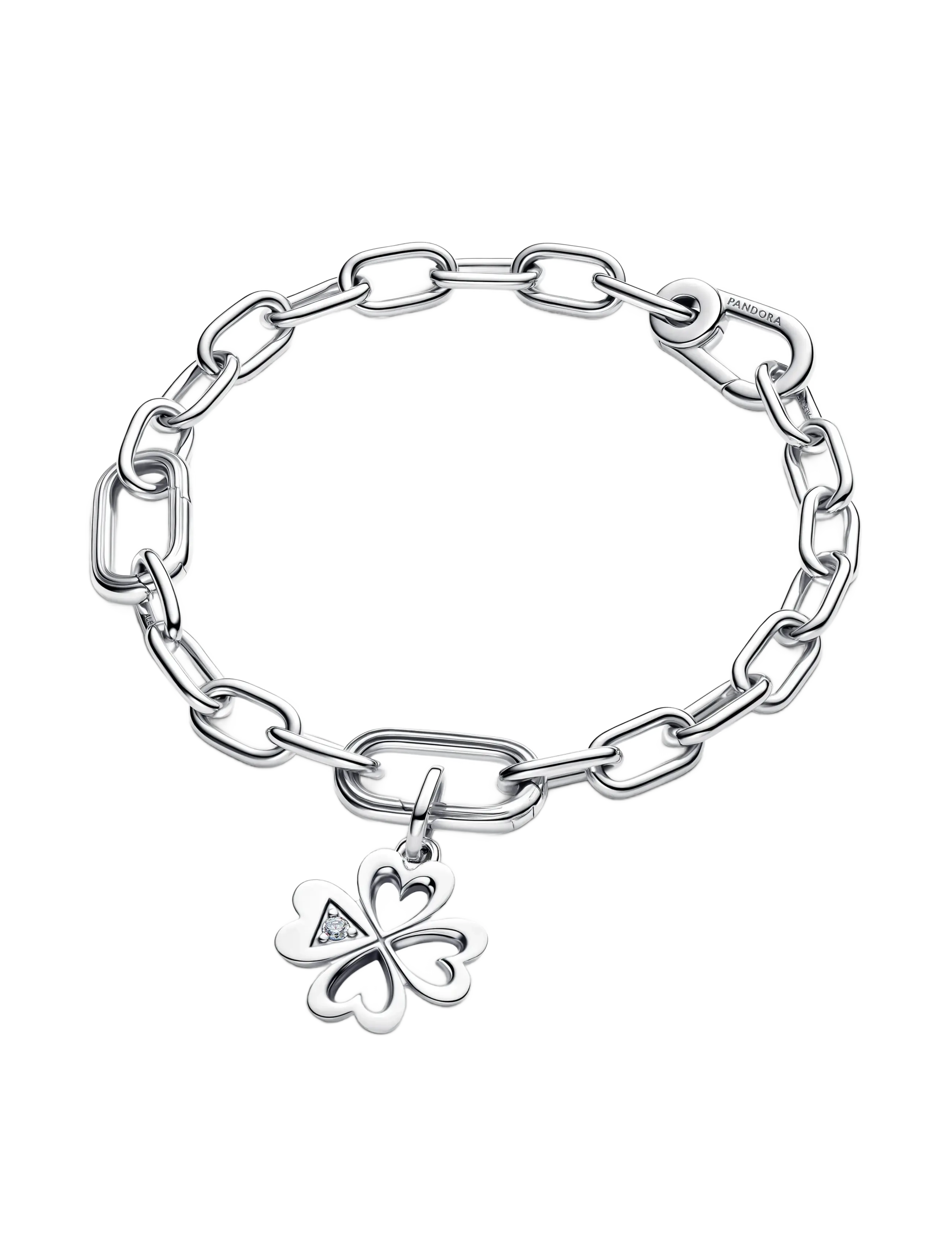 Pandora - Heart Four-Leaf Clover Medallion Charm - pendants - clear - 3
