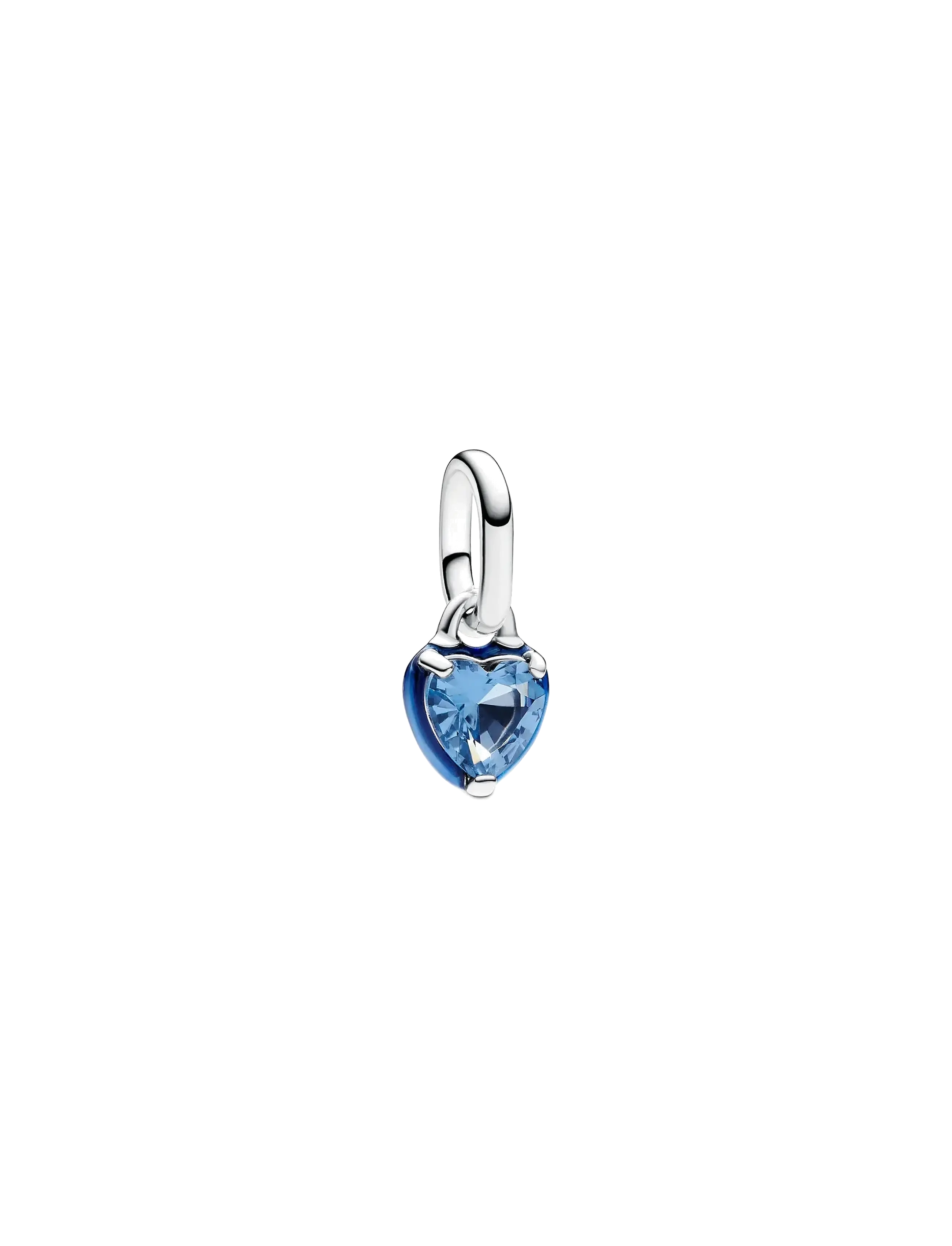 Heart Sterling Silver Mini Dangle With Blue Crystal And Blue Enamel