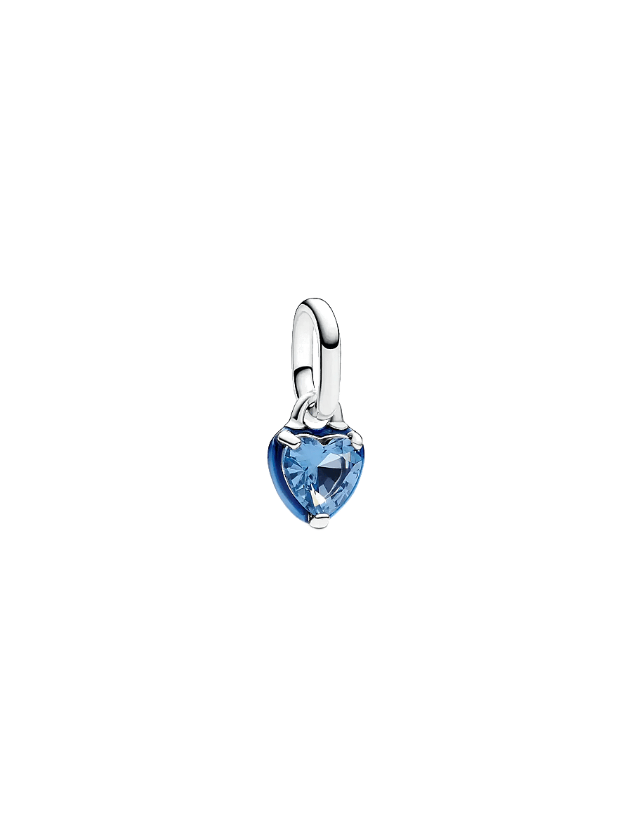 Pandora - Heart sterling silver mini dangle with blue crystal and blue enamel - hangers - blue - 0