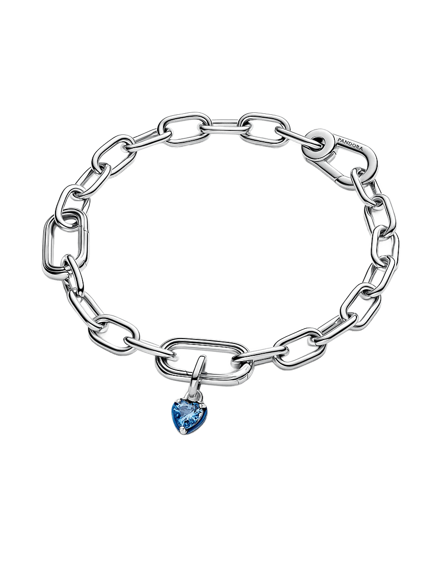 Pandora - Heart sterling silver mini dangle with blue crystal and blue enamel - hangers - blue - 2