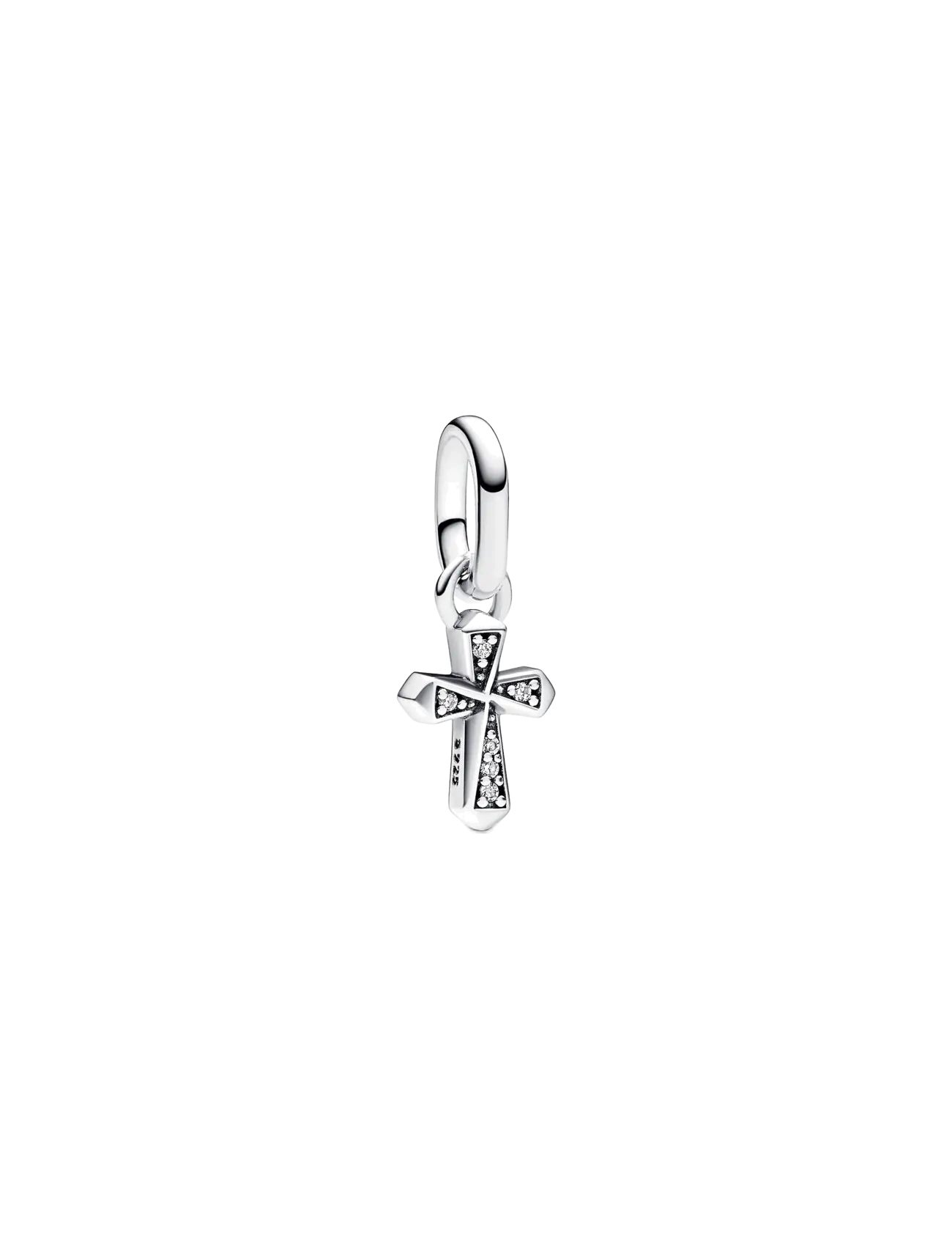 Pandora Cross Sterling Silver Mini Dangle With Clear Cubic Zirconia, Kors Vedhæng Charm, Sølv, Str: ONE SIZE