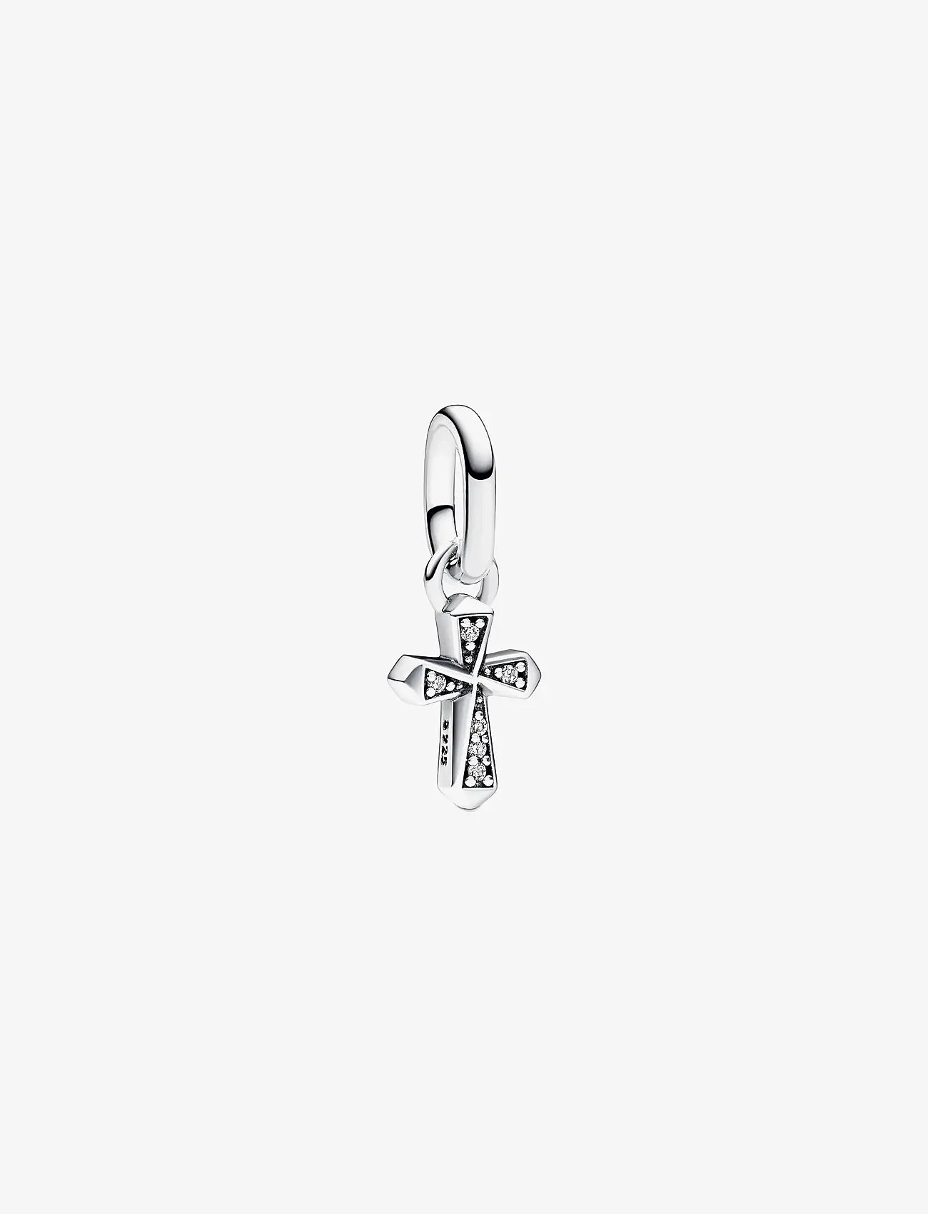 Pandora - Cross sterling silver mini dangle with clear cubic zirconia - vedhæng - clear - 0