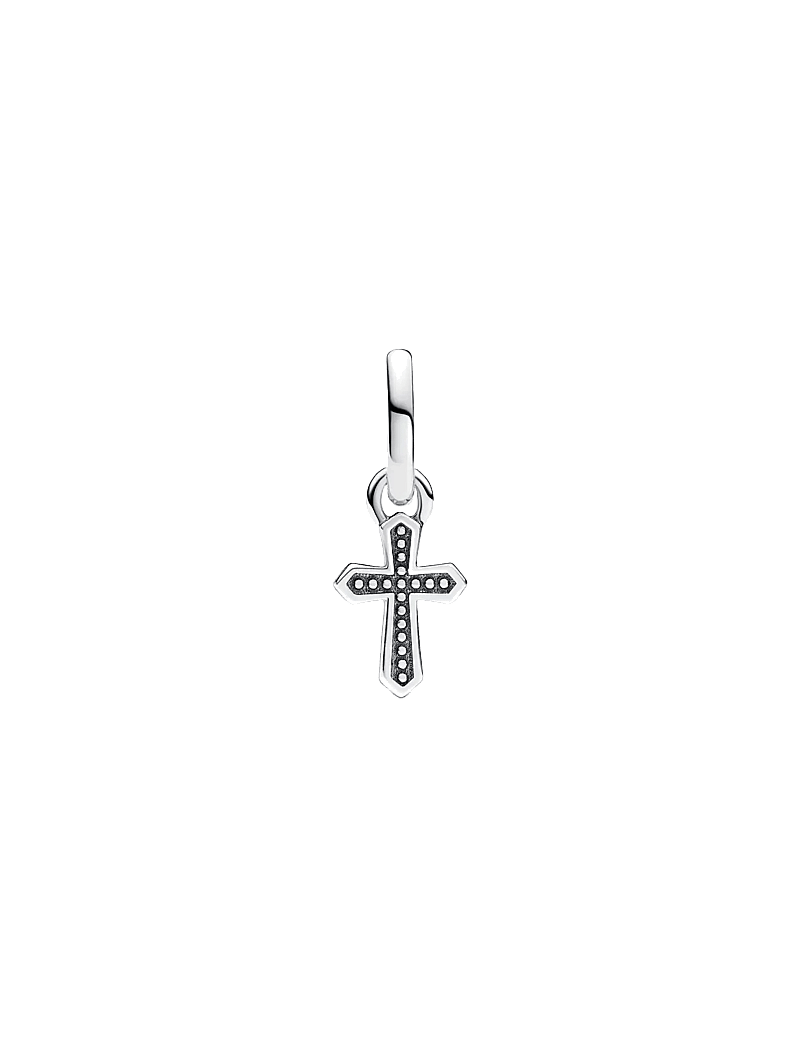 Pandora - Cross sterling silver mini dangle with clear cubic zirconia - pendentifs - clear - 1