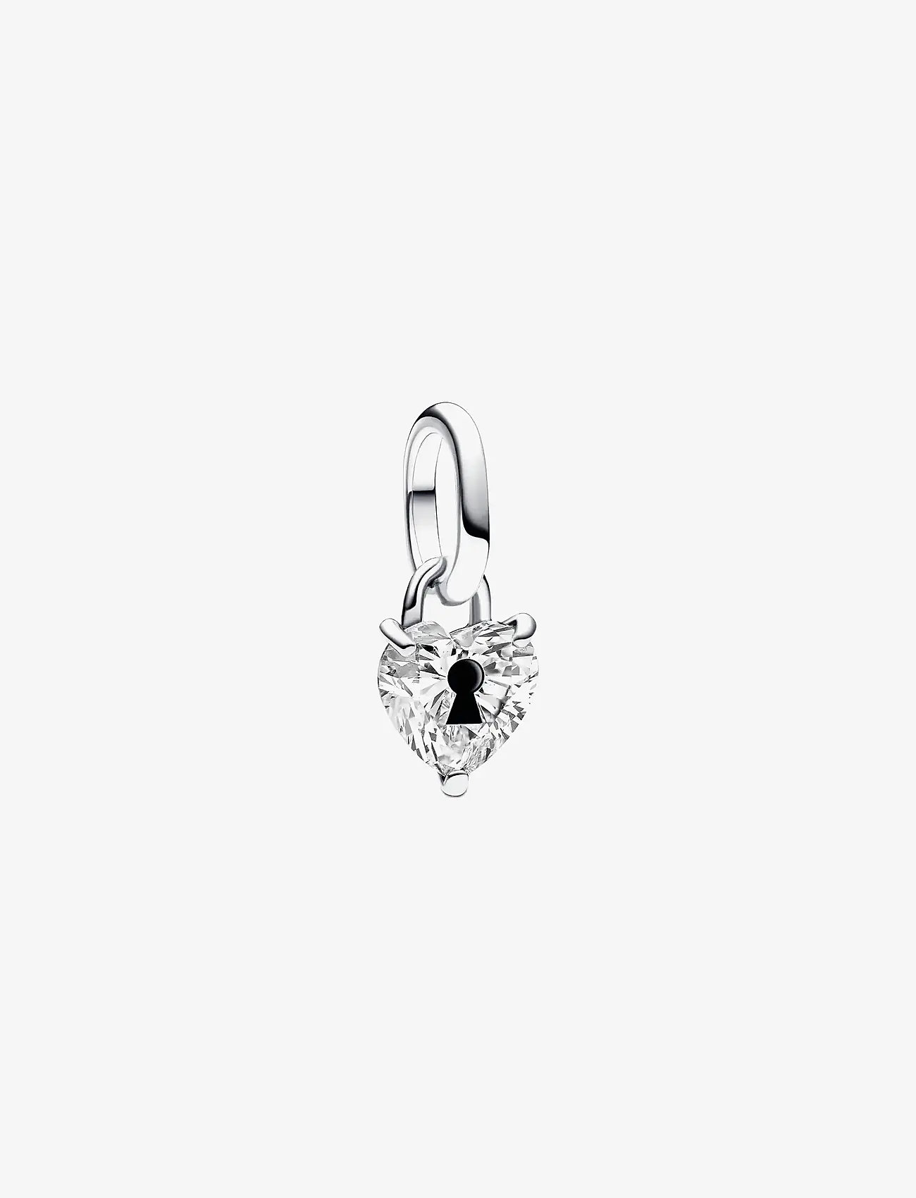 Pandora - Keyhole heart sterling silver mini dangle with clear cubic zirconia and black enamel - hängen & berlocker - black - 1
