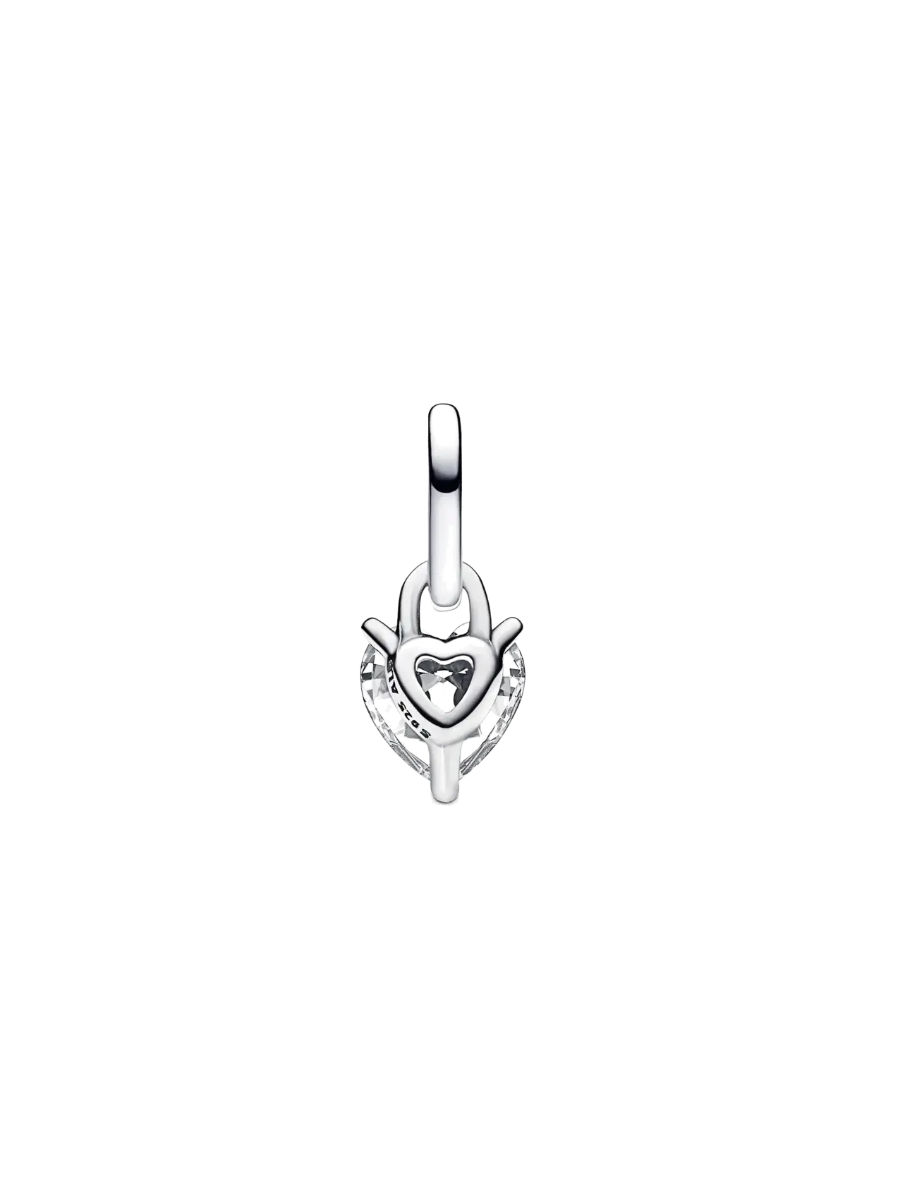 Pandora - Keyhole heart sterling silver mini dangle with clear cubic zirconia and black enamel - vedhæng - black - 2