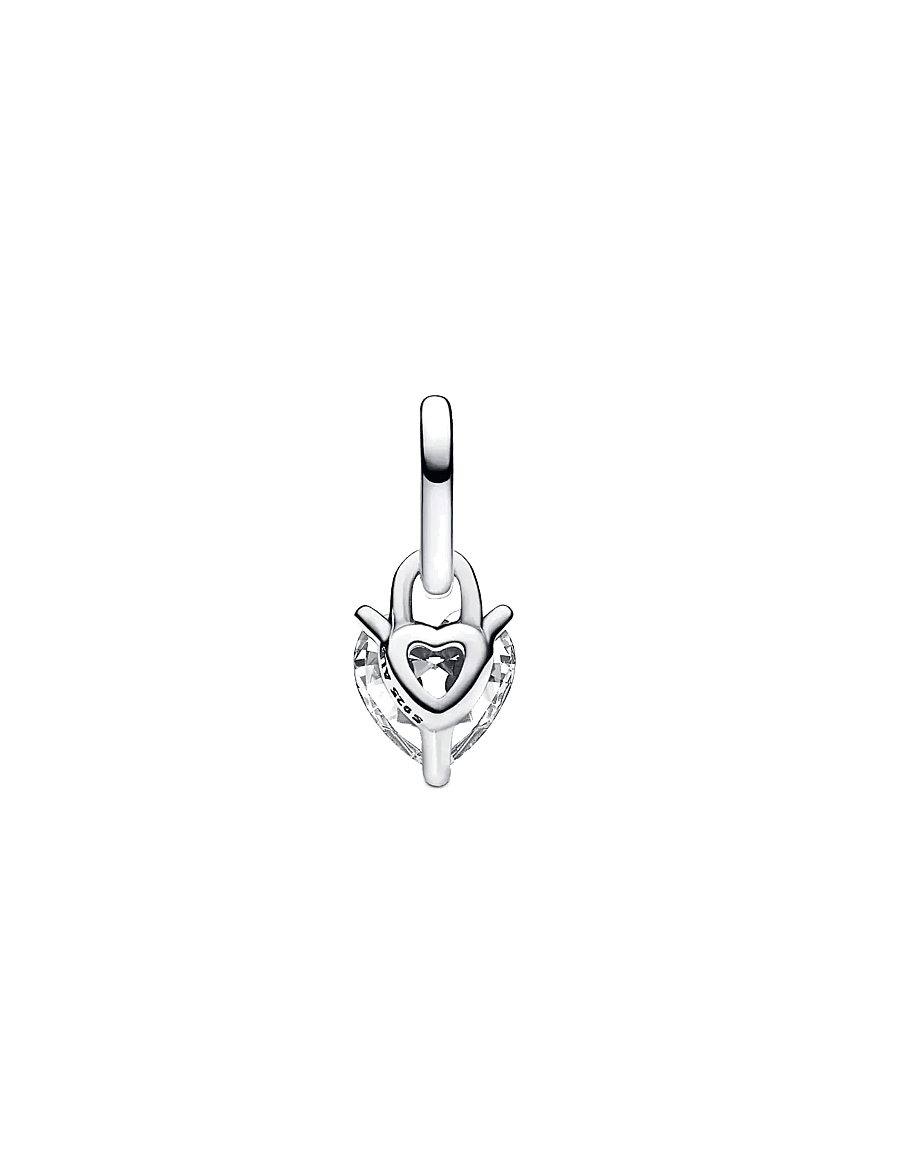 Pandora - Keyhole heart sterling silver mini dangle with clear cubic zirconia and black enamel - anhänger - black - 2