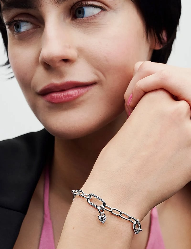 Pandora - Keyhole heart sterling silver mini dangle with clear cubic zirconia and black enamel - hängen & berlocker - black - 0