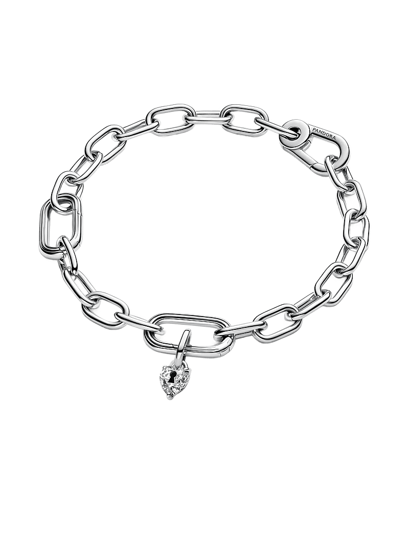 Pandora - Keyhole heart sterling silver mini dangle with clear cubic zirconia and black enamel - hängen & berlocker - black - 3