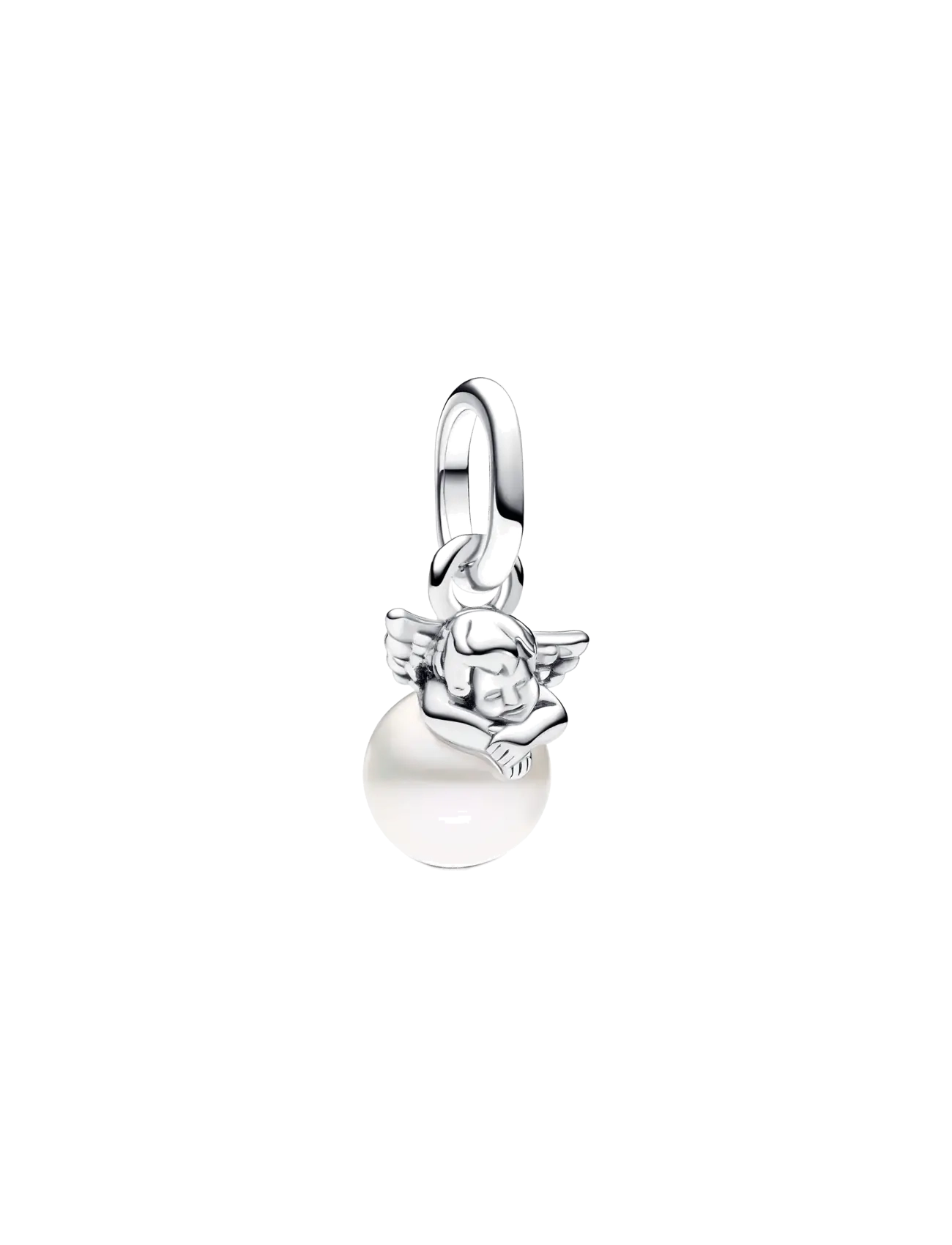 Pandora Cupid Angel Sterling Silver Mini Dangle With Treated Freshwater Cultured Pearl, One Size, Silver, Smykker > Vedhæng, Dame