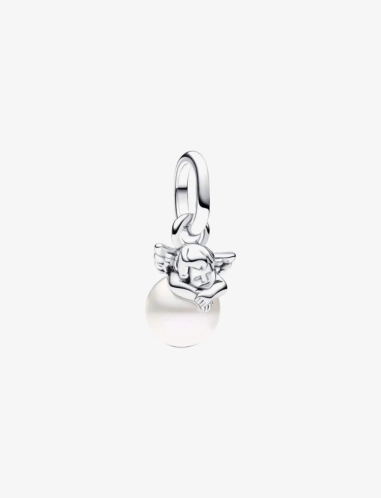 Pandora - Cupid angel sterling silver mini dangle with treated freshwater cultured pearl - vedhæng - white - 0