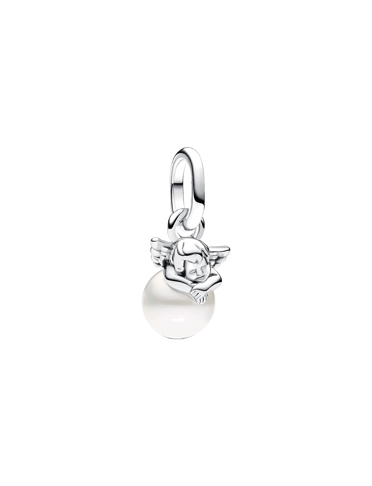 Cupid angel sterling silver mini dangle with treated freshwater cultured pearl