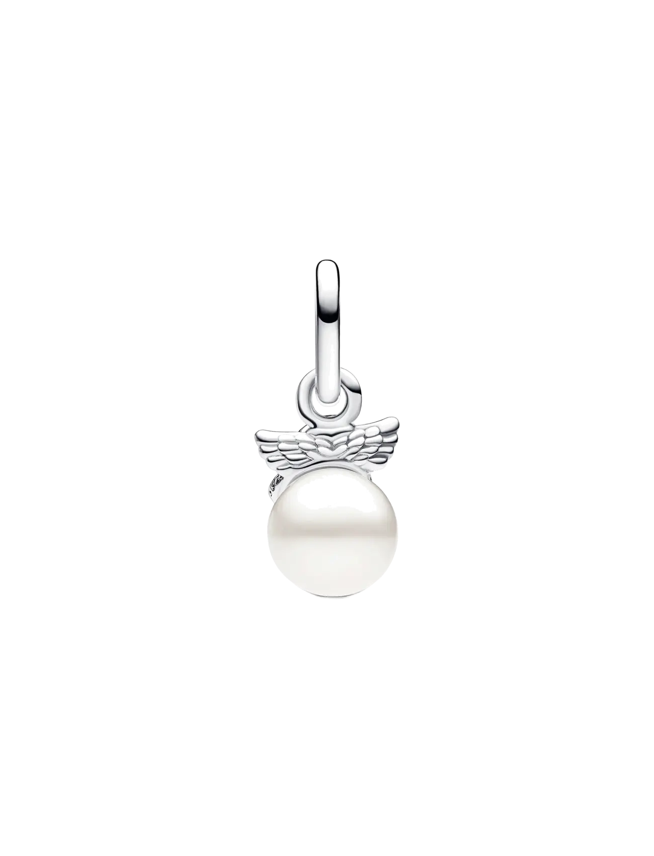 Pandora - Cupid angel sterling silver mini dangle with treated freshwater cultured pearl - pendentifs - white - 1