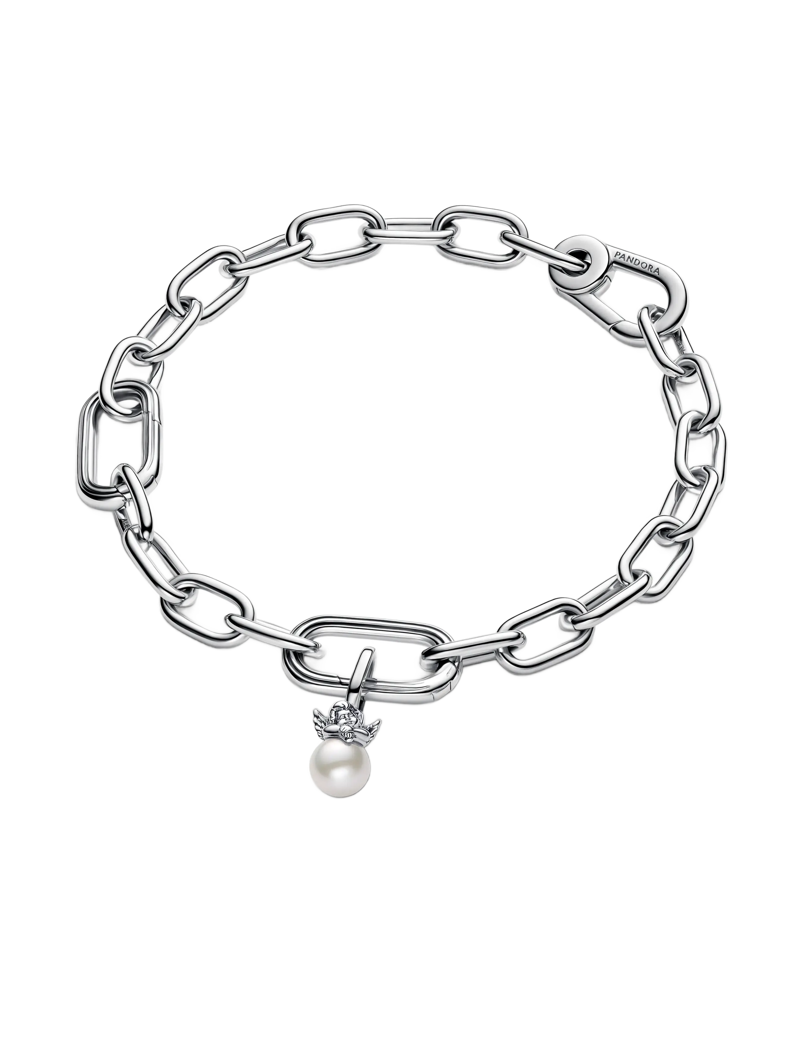 Pandora - Cupid angel sterling silver mini dangle with treated freshwater cultured pearl - pendentifs - white - 2