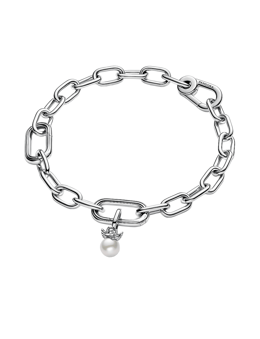 Pandora - Cupid angel sterling silver mini dangle with treated freshwater cultured pearl - pendentifs - white - 2