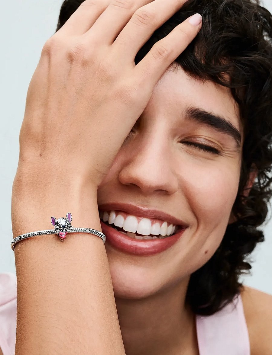 Pandora - Disney Stitch birthday cake sterling silver charm with pink, purple, blue and black enamel - pendentifs - purple - 0