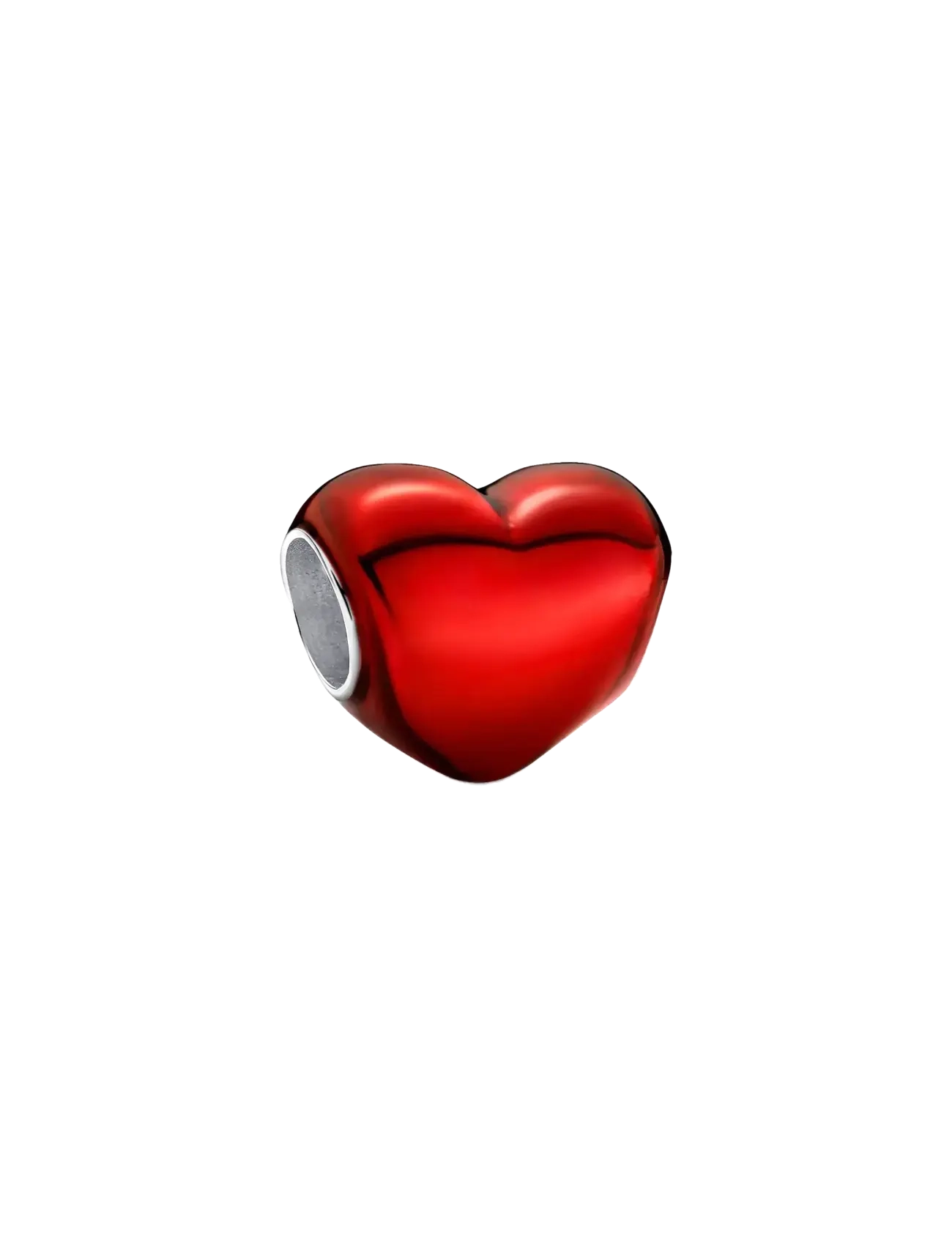 Pandora Heart sterling silver charm with transparent red enamel - Charms - RED / red