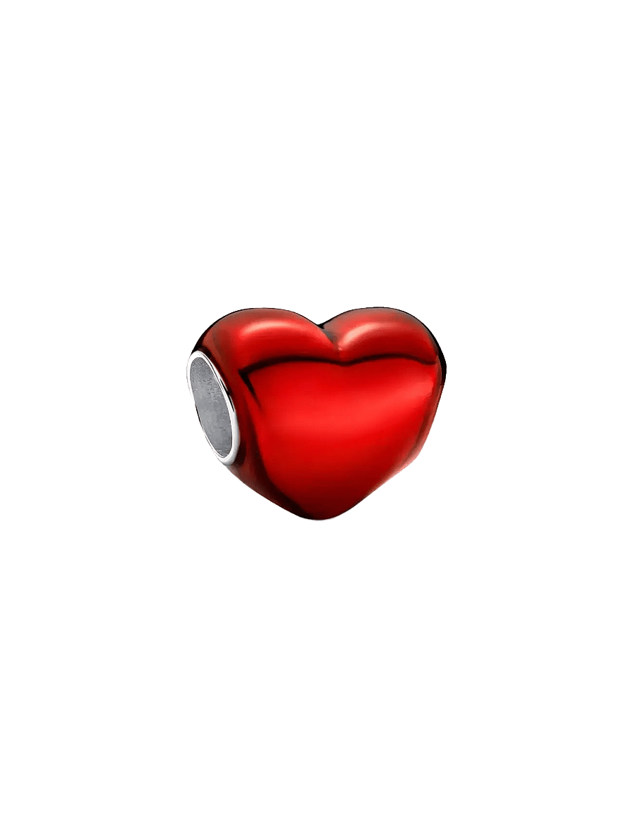 Pandora - Heart sterling silver charm with transparent red enamel - anhänger - red - 1
