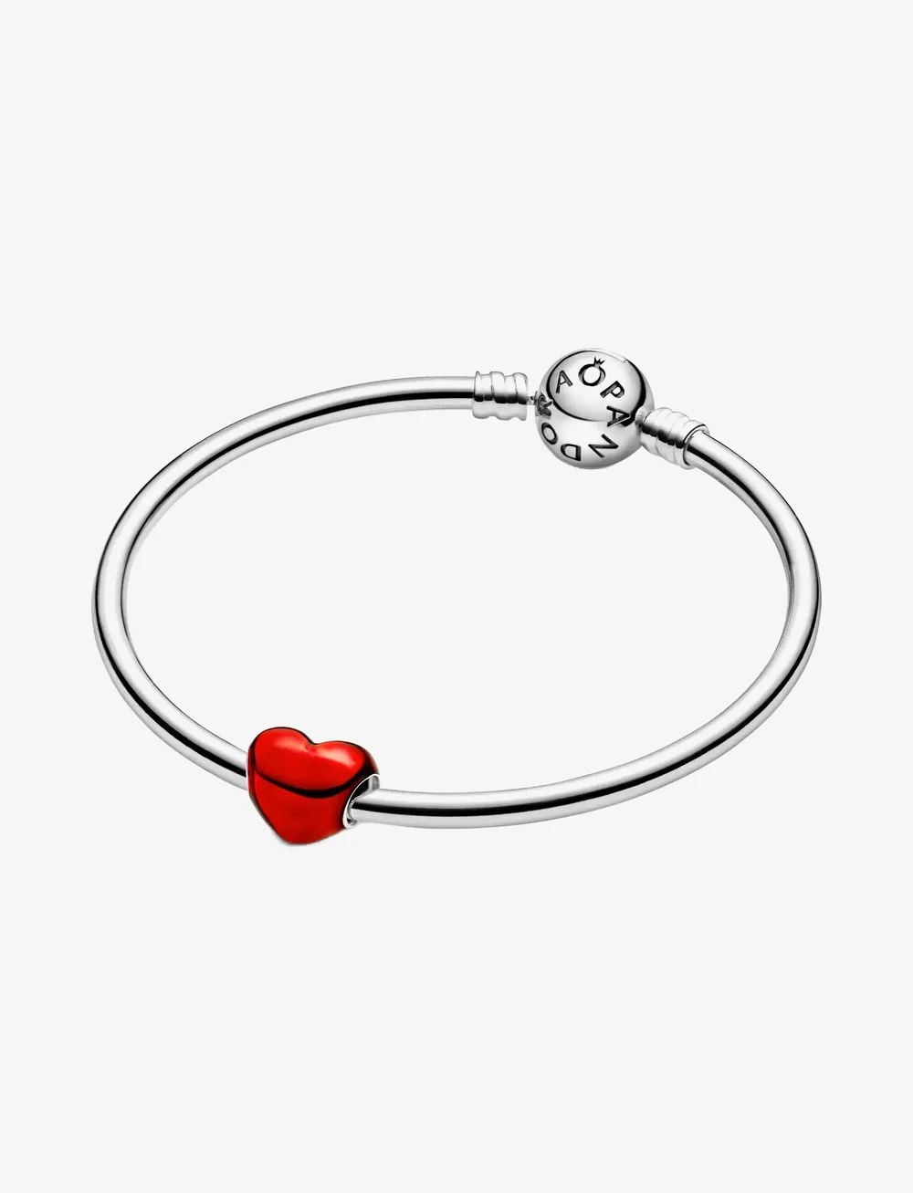 Pandora - Heart sterling silver charm with transparent red enamel - riipukset - red - 2