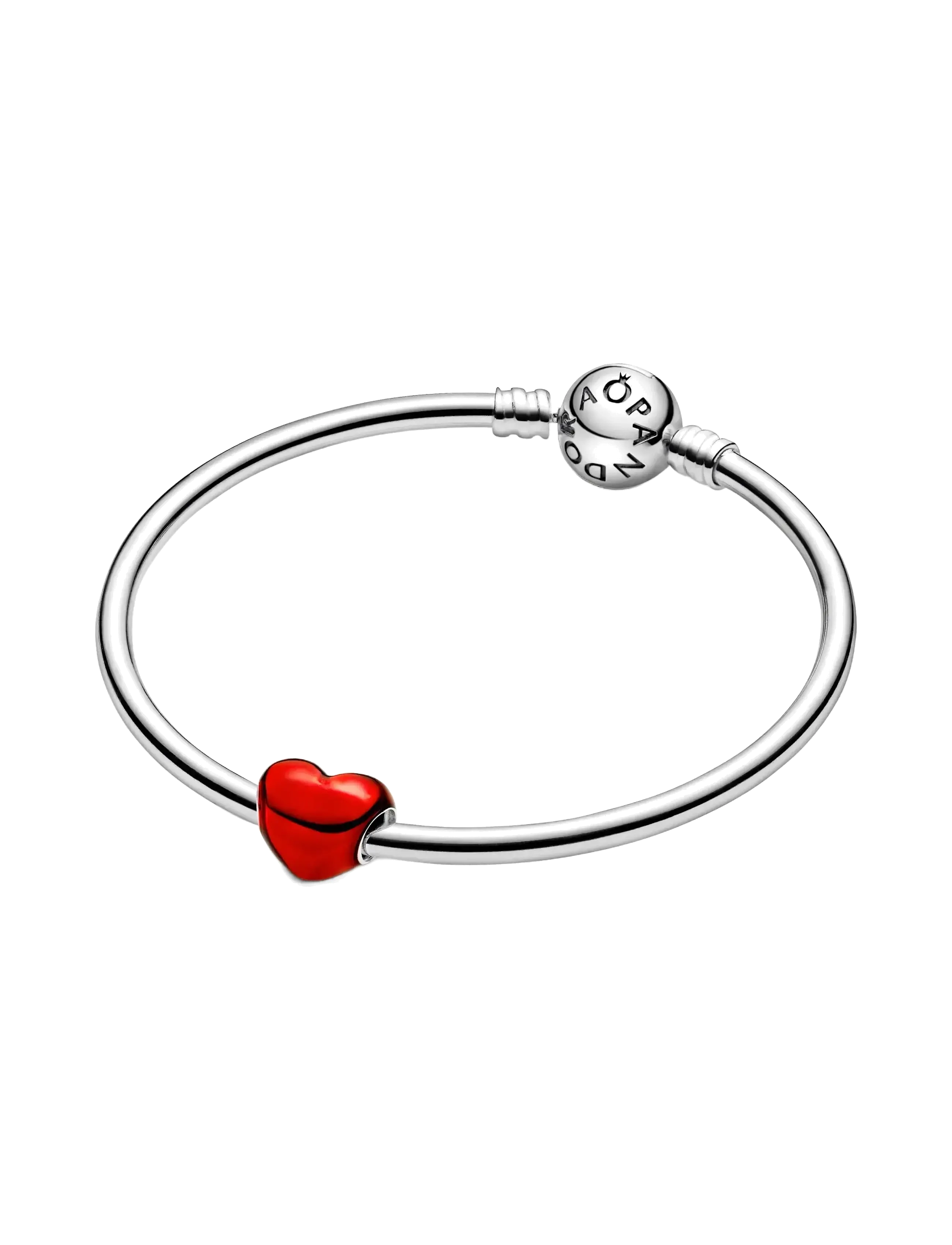 Pandora - Heart sterling silver charm with transparent red enamel - vedhæng - red - 2