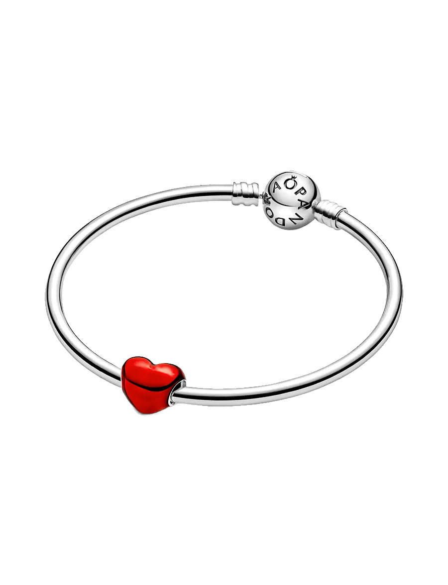 Pandora - Heart sterling silver charm with transparent red enamel - anhänger - red - 2
