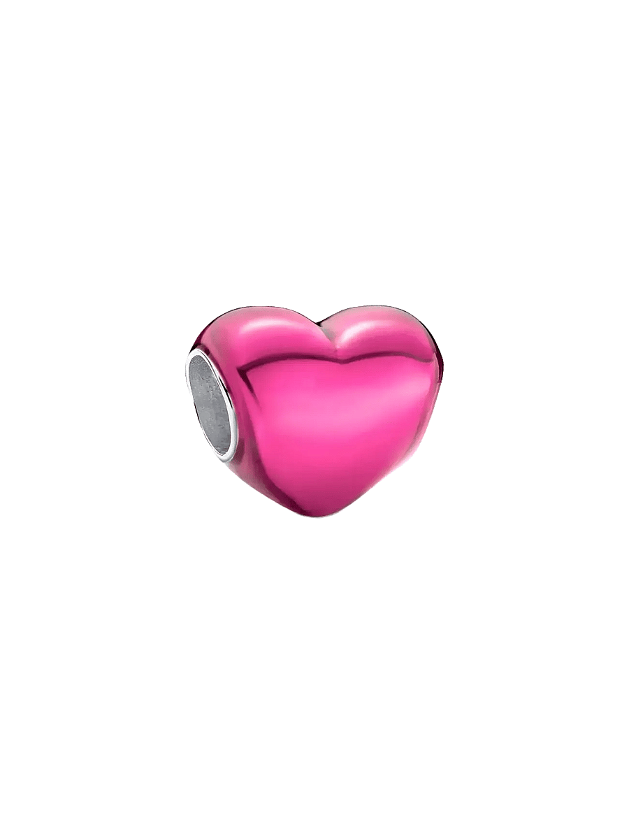 Pandora - Heart sterling silver charm with transparent pink enamel - hangers - pink - 1