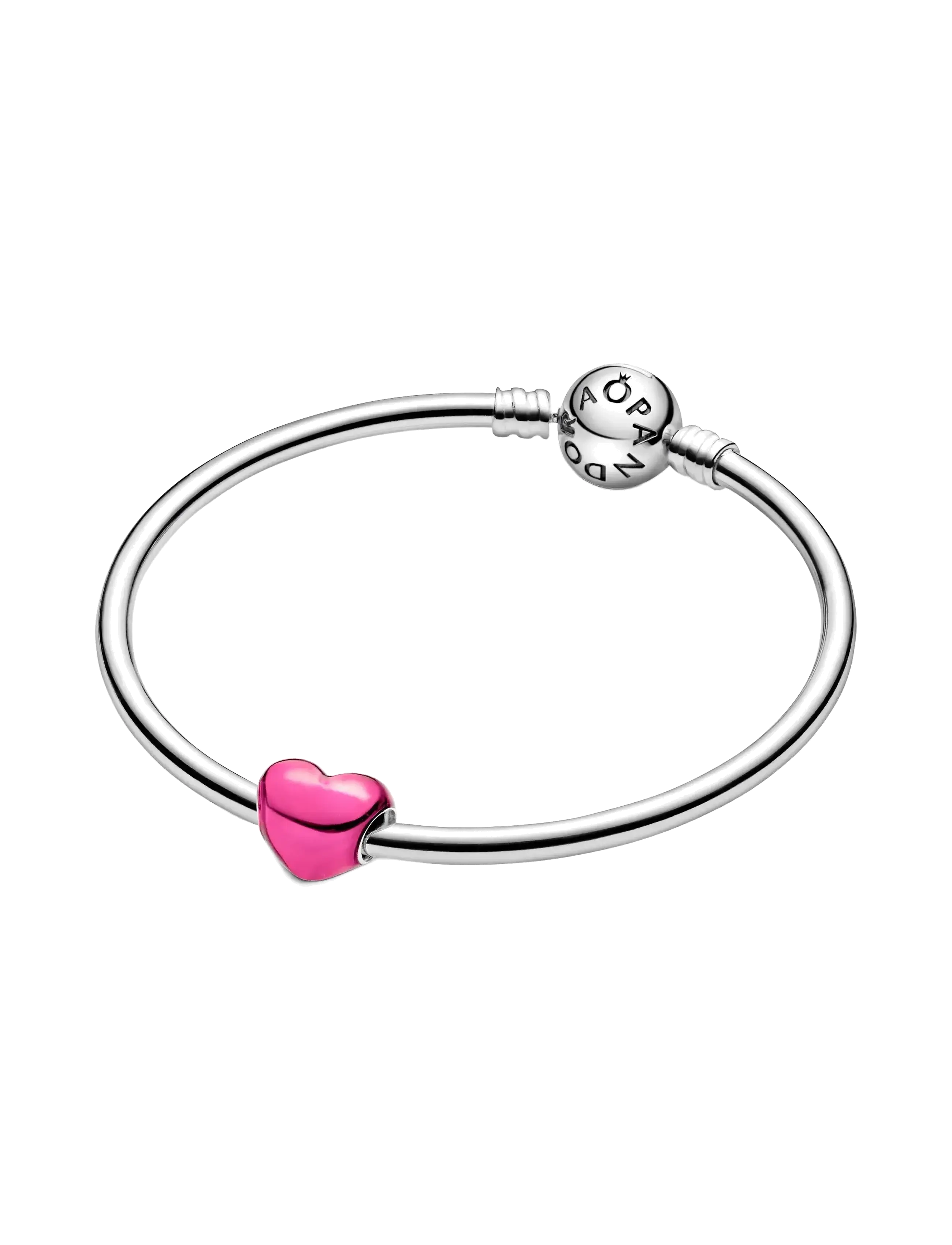 Pandora - Heart sterling silver charm with transparent pink enamel - hangers - pink - 2
