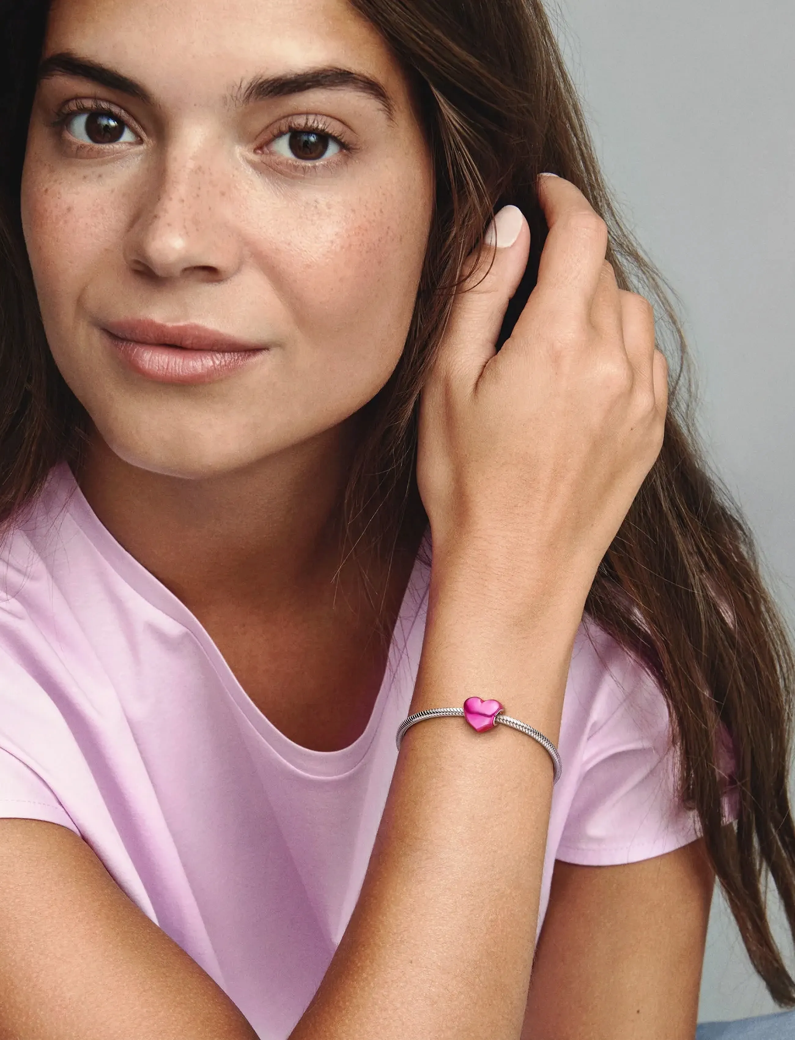 Pandora Heart Sterling Silver Charm With Transparent Pink Enamel, One Size, Jewellery, Rosa - Pendants, Frauen