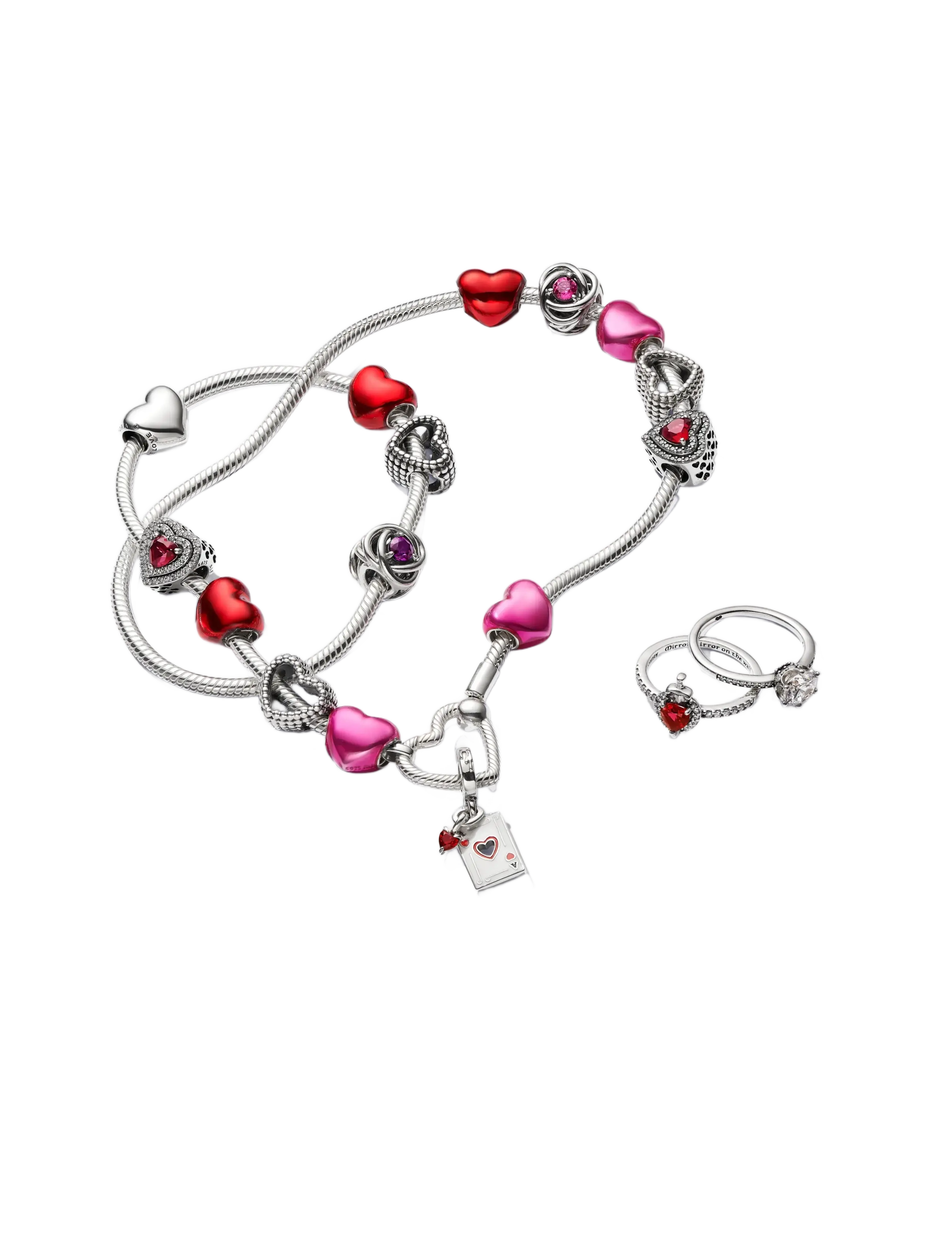 Pandora - Heart sterling silver charm with transparent pink enamel - hangers - pink - 3