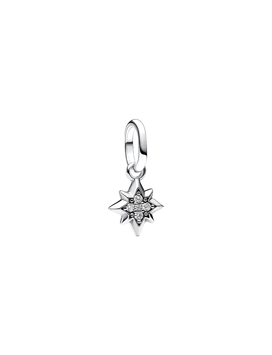 Pandora - Star sterling silver mini dangle with clear cubic zirconia - hengiskraut - clear - 1
