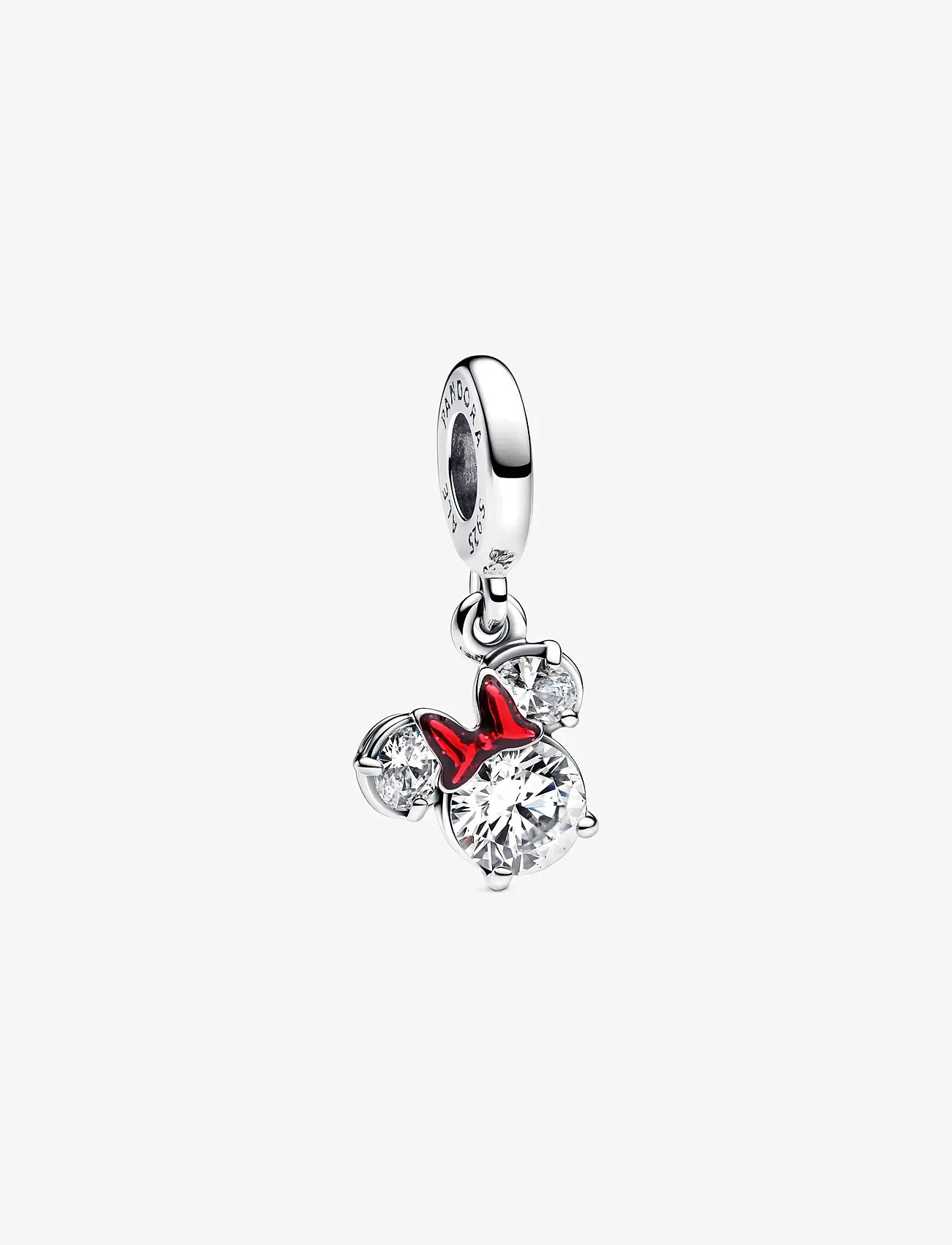 Pandora - Disney Minnie Mouse sterling silver dangle with clear cubic zirconia and holo glittery red enamel - vedhæng - red - 1
