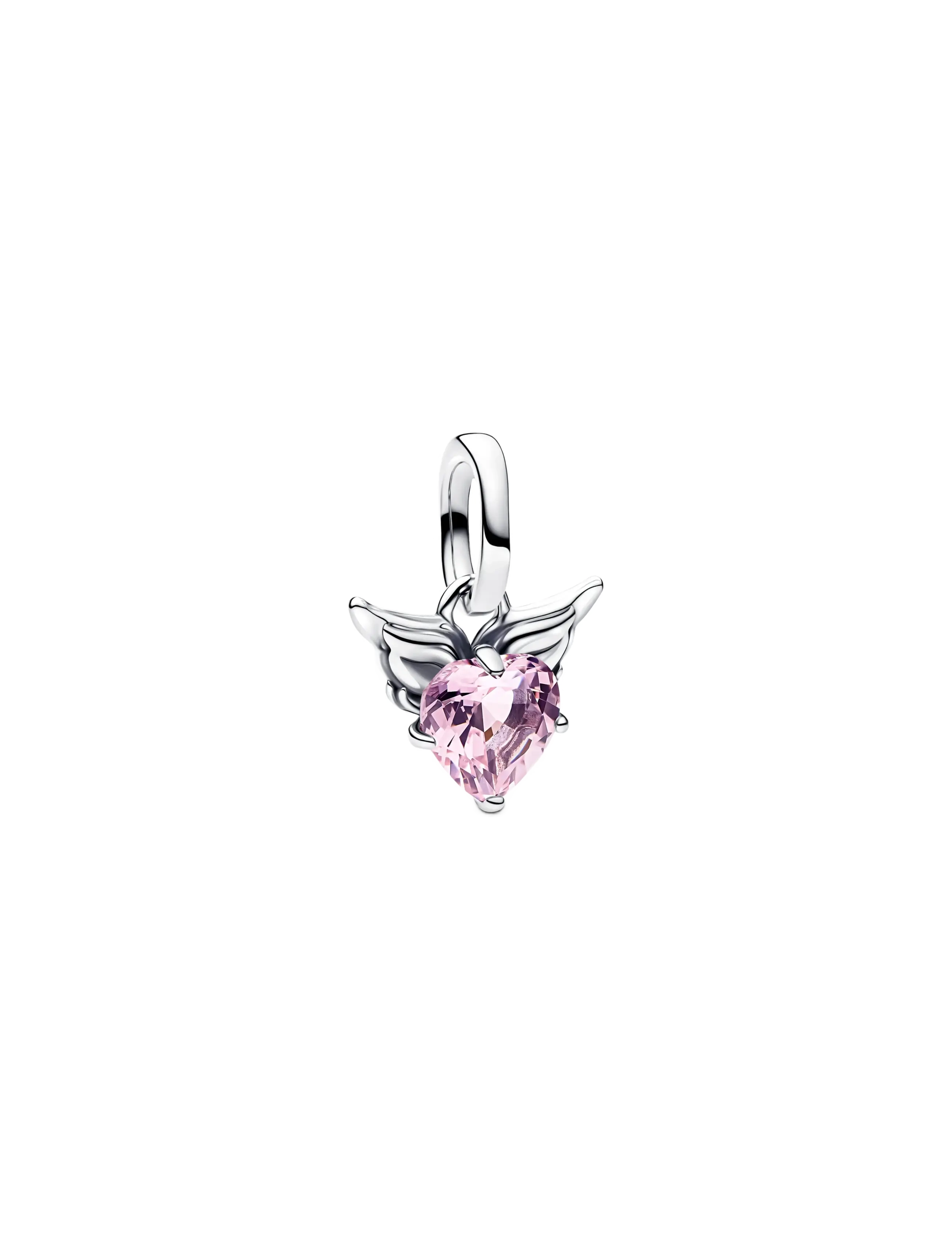 Pandora Winged Heart Mini Dangle Charm - Charms - PINK / silver