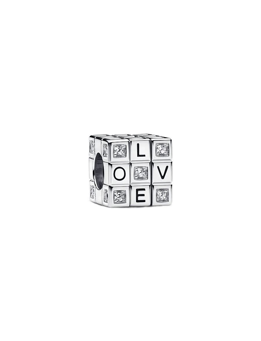 Pandora - Toy cube sterling silver charm with clear cubic zirconia and red enamel - anhänger - red - 1