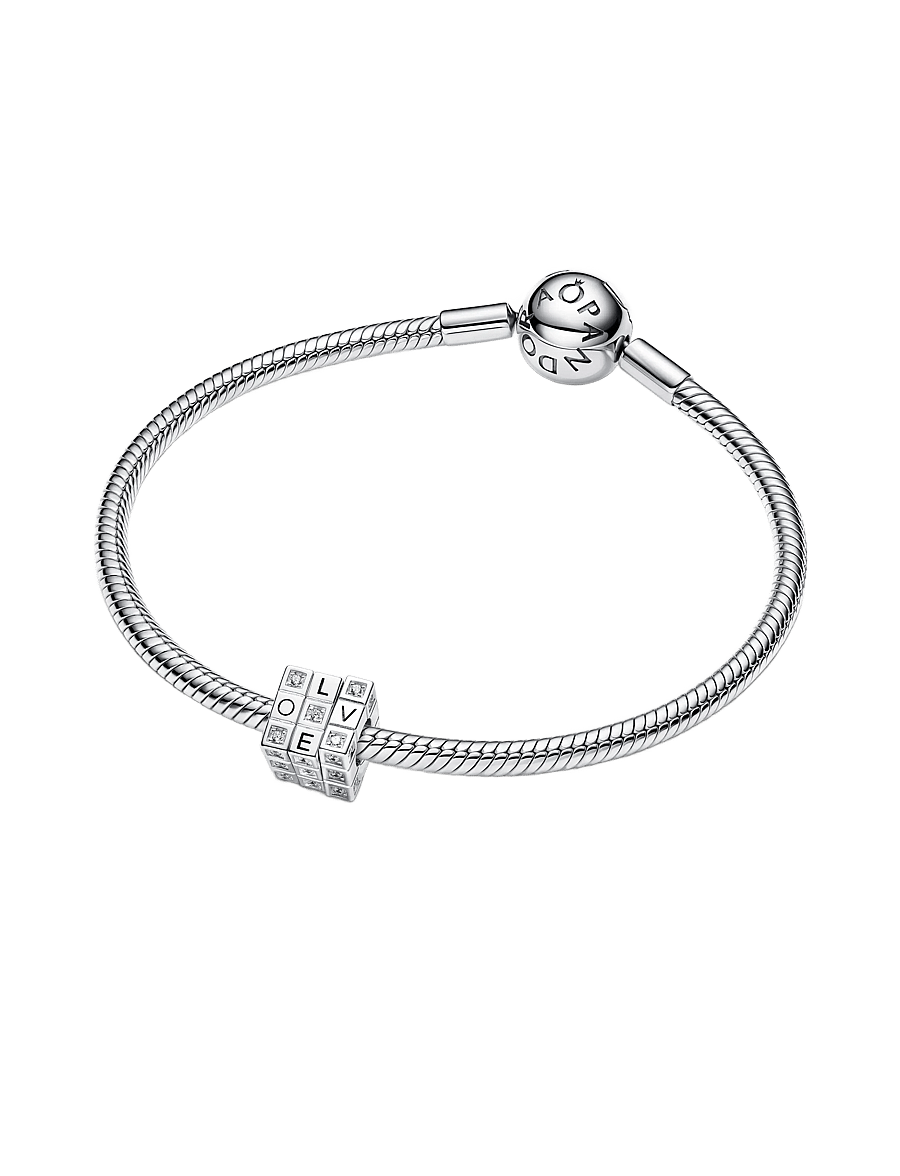 Pandora - Toy cube sterling silver charm with clear cubic zirconia and red enamel - anhänger - red - 4