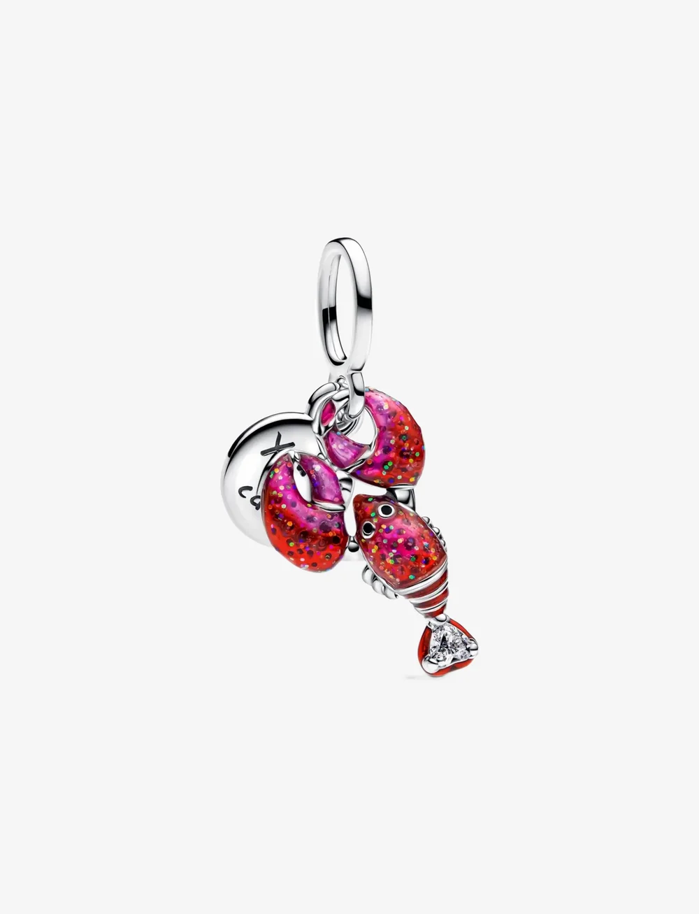 Pandora - Love lobster sterling silver double dangle with clear cubic zirconia, black, glittery red and pink e - ripatsid - pink - 1