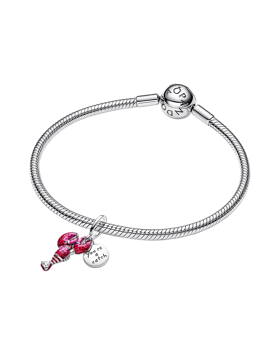 Pandora - Love lobster sterling silver double dangle with clear cubic zirconia, black, glittery red and pink e - anhänger - pink - 2