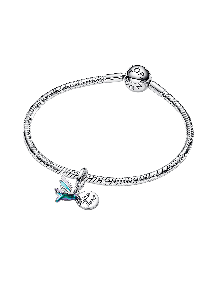 Pandora - Hummingbird sterling silver double dangle with glittery green, black, transparent blue and purple en - pendentifs - purple - 2