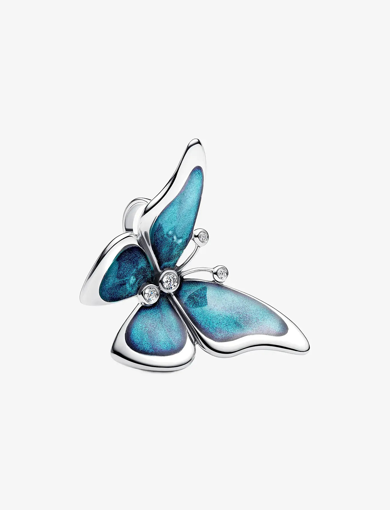 Pandora - Butterfly sterling silver charm with clear cubic zirconia, black, teal and purple enamel - ripatsid - blue - 1