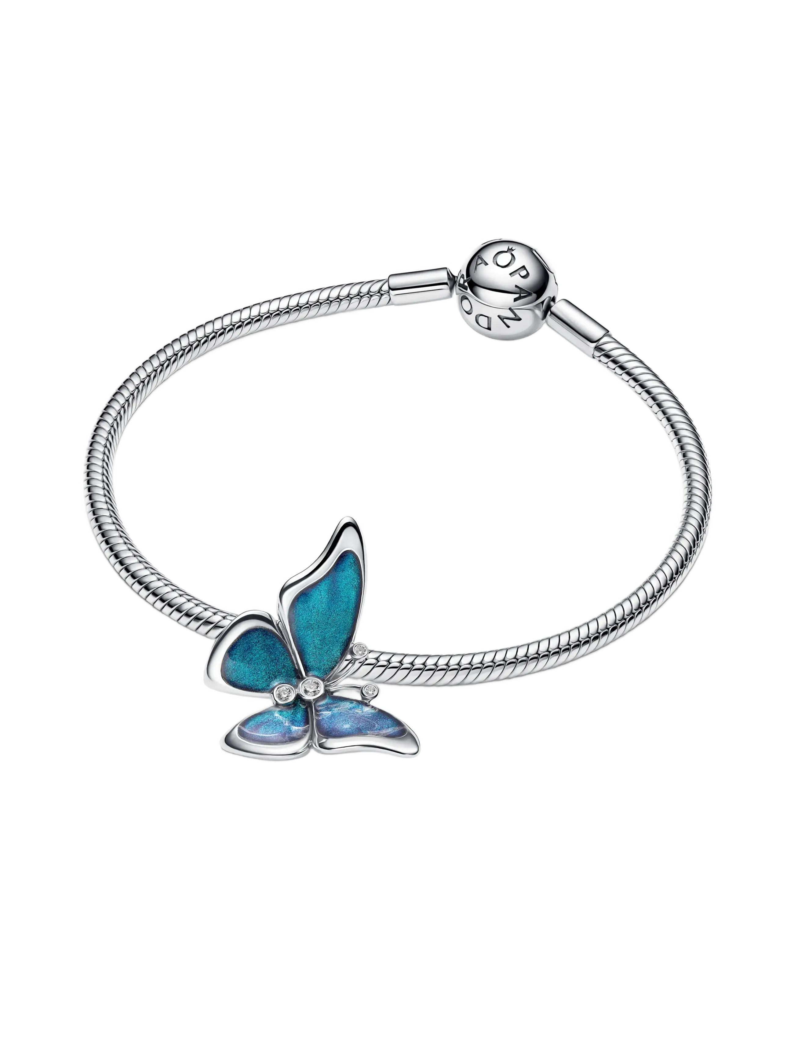 Pandora - Butterfly sterling silver charm with clear cubic zirconia, black, teal and purple enamel - pendentifs - blue - 3