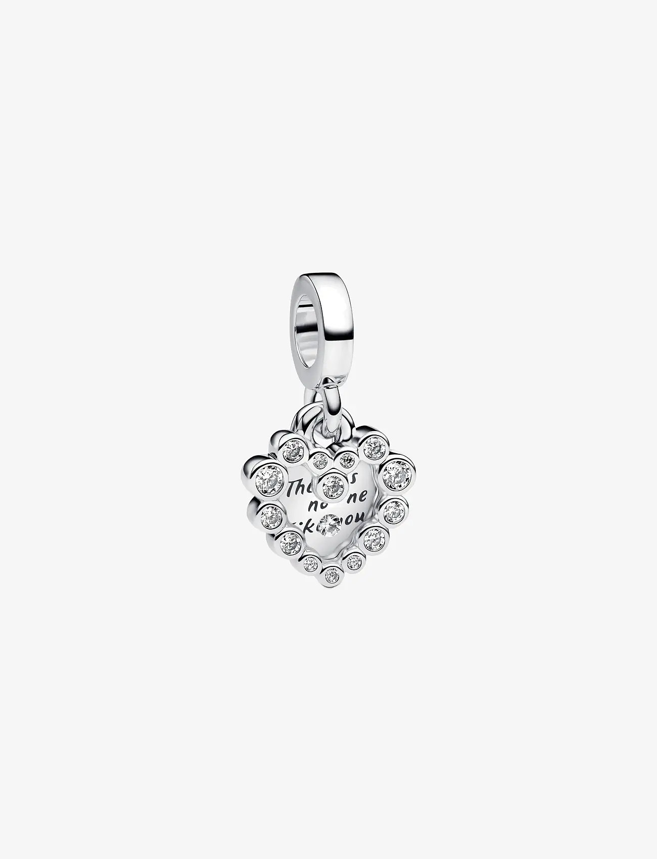 Pandora - Heart sterling silver double dangle with clear cubic zirconia and transparent resin - pendants - clear - 1