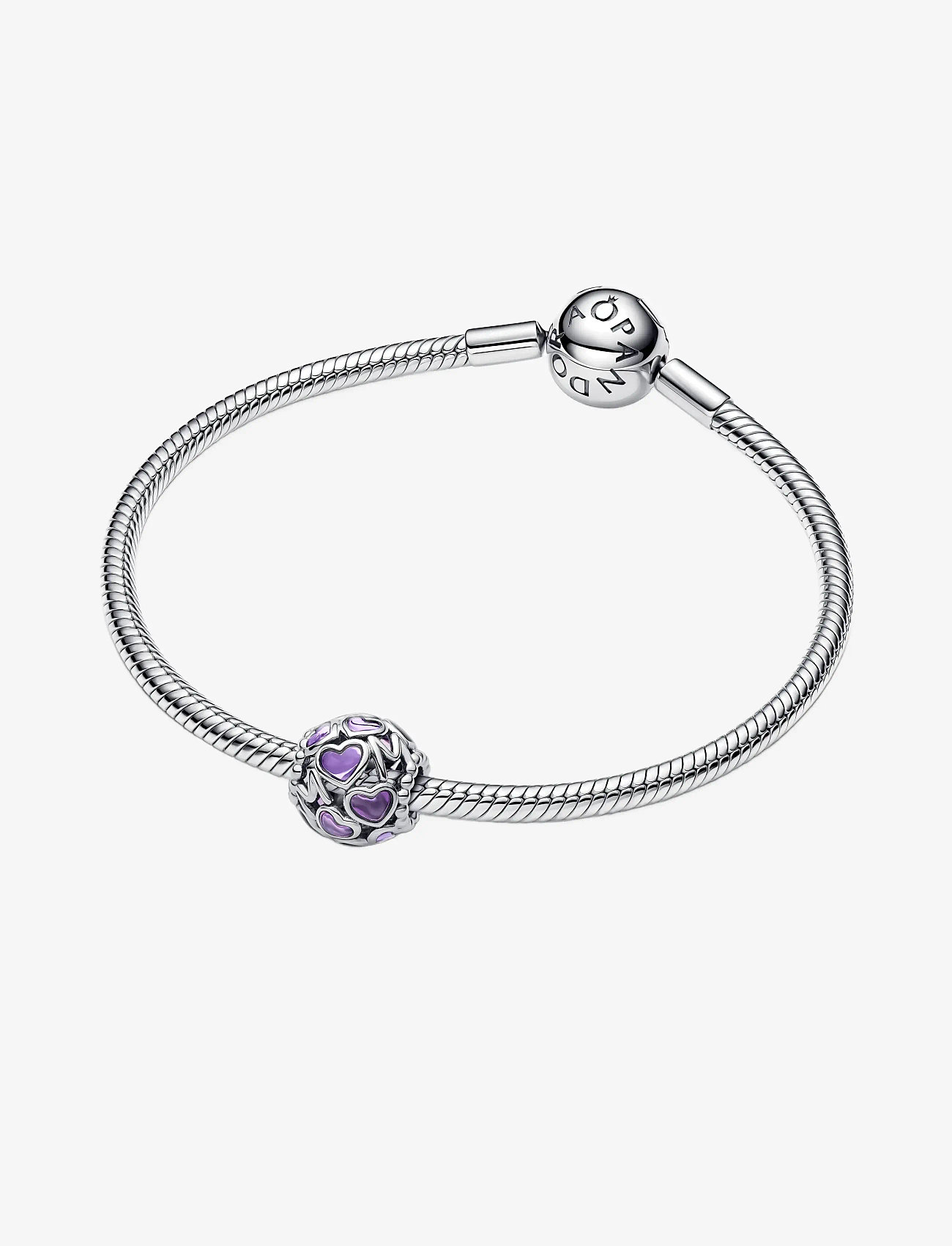 Pandora - Mum hearts sterling silver charm with transparent purple UV resin - hängen & berlocker - purple - 2