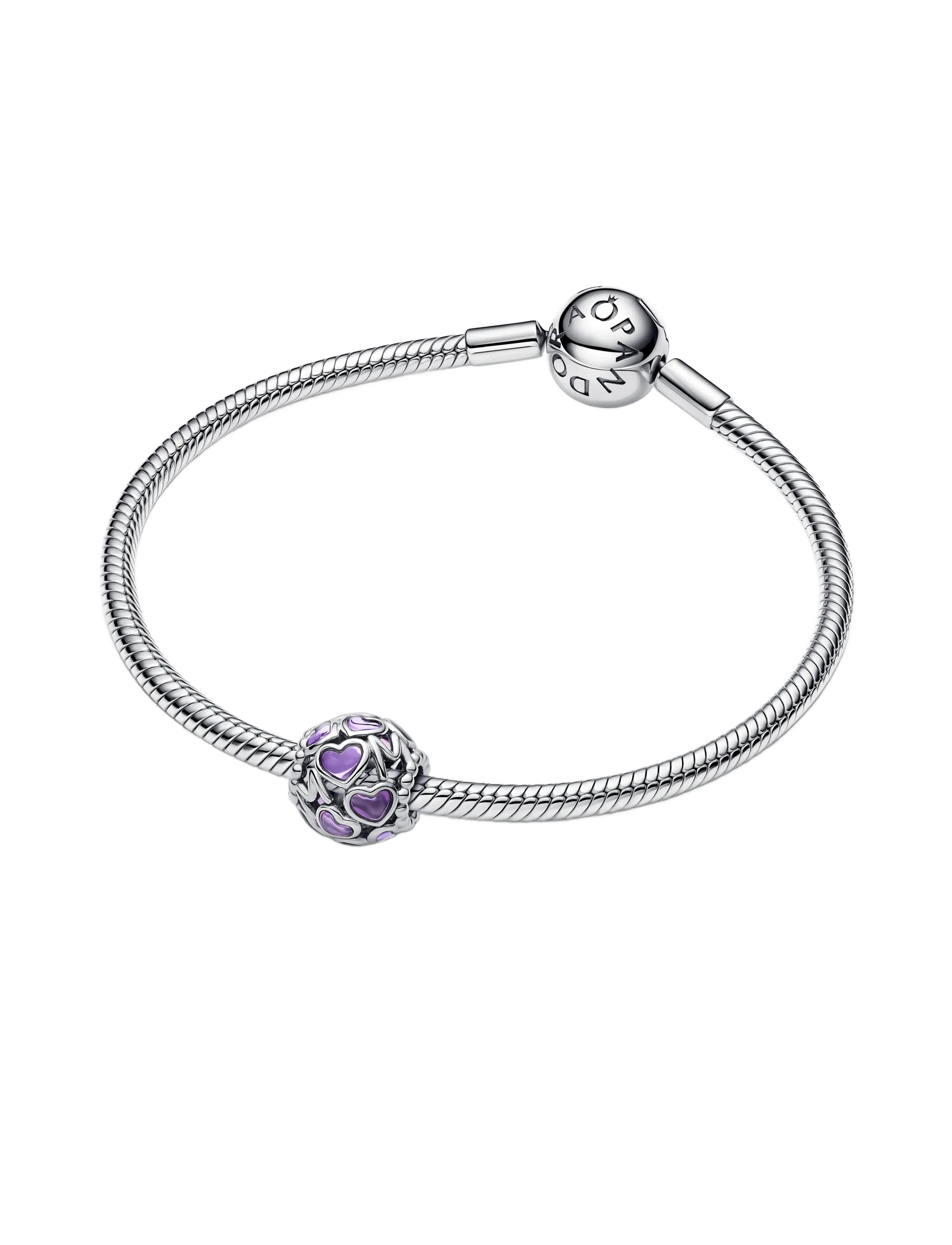 Pandora - Mum hearts sterling silver charm with transparent purple UV resin - anhänger - purple - 2